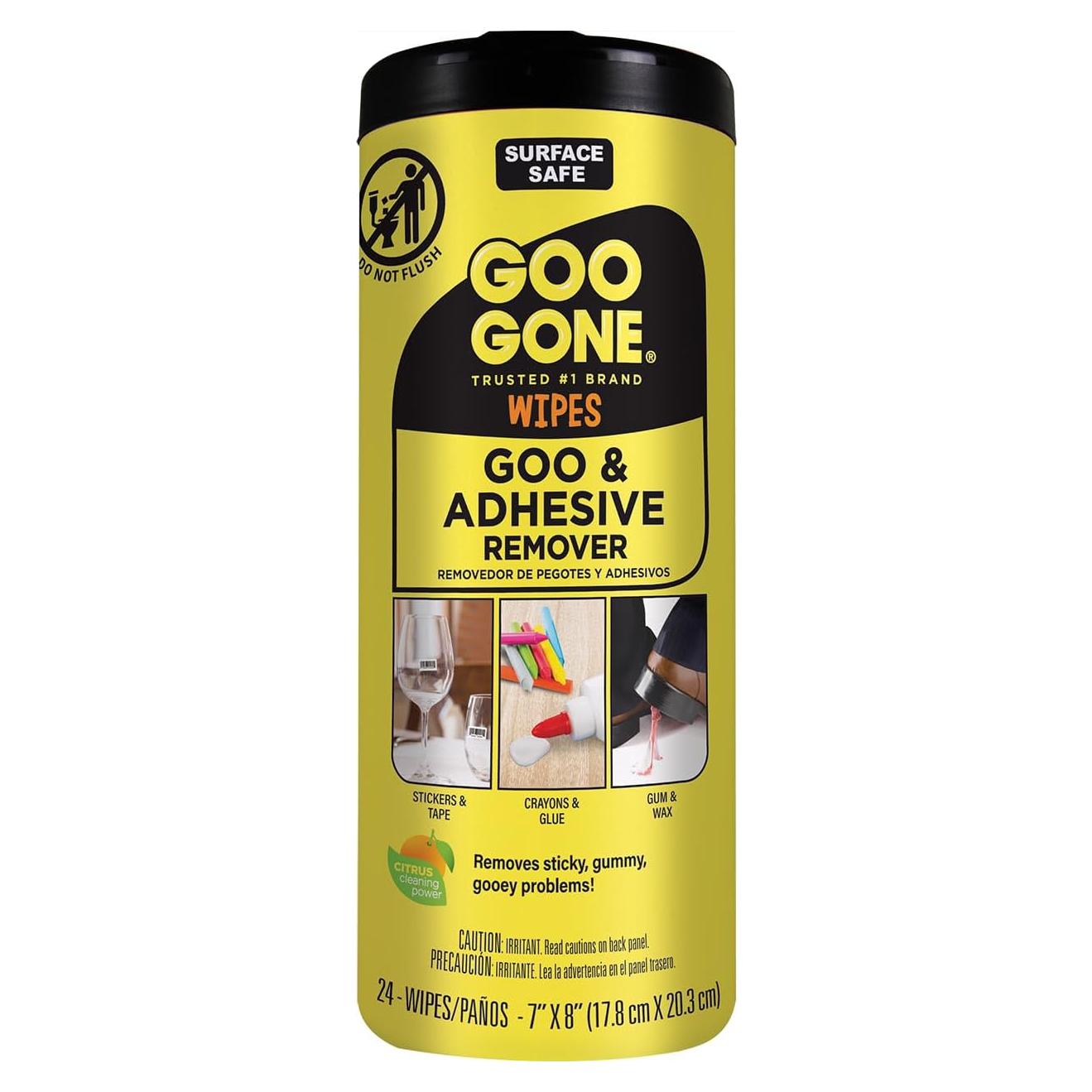 Toallitas Goo Gone para limpieza de residuos adhesivos - 24 unidades