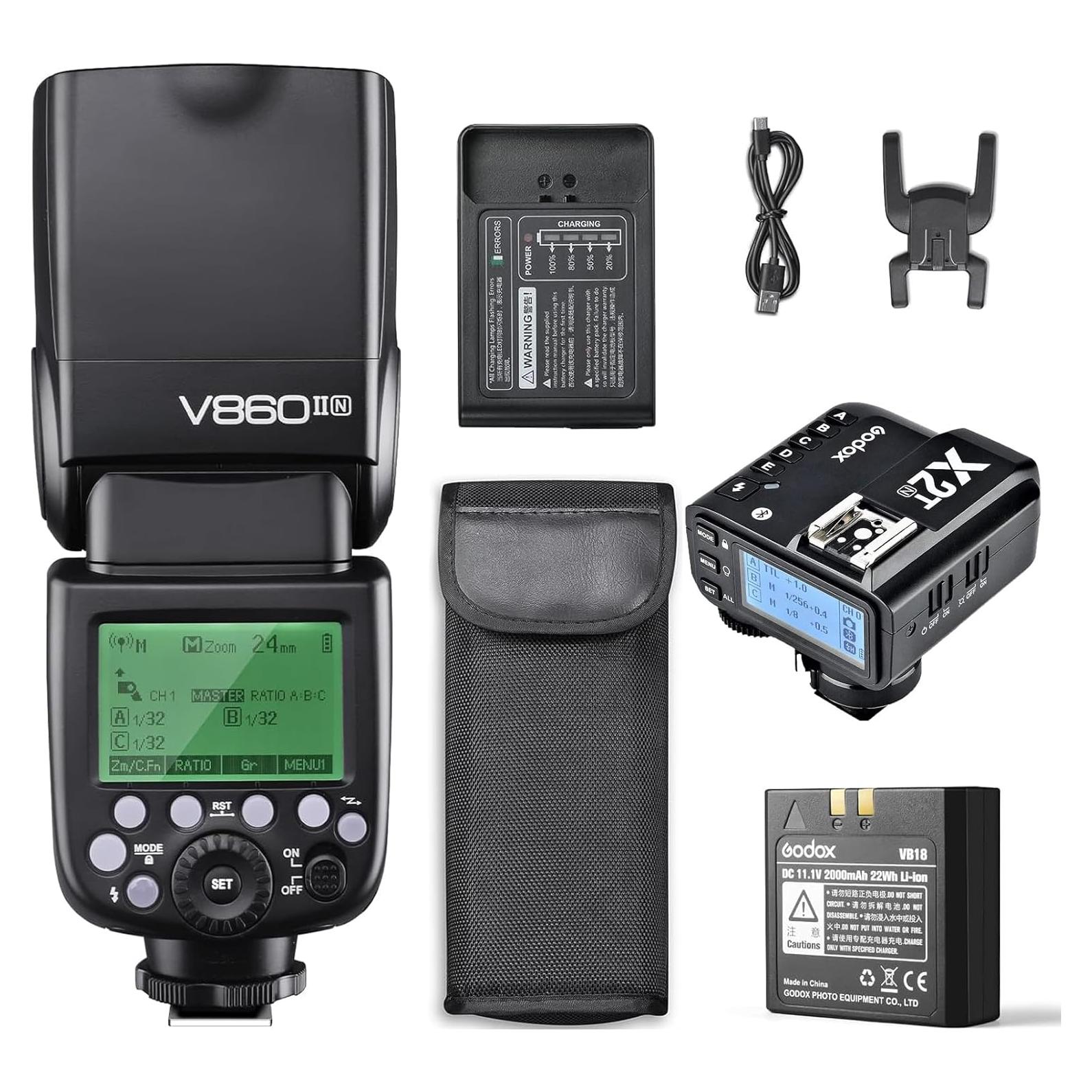 Flash Godox V860II-N i-TTL 2.4G GN60 con Batería y Transmisor