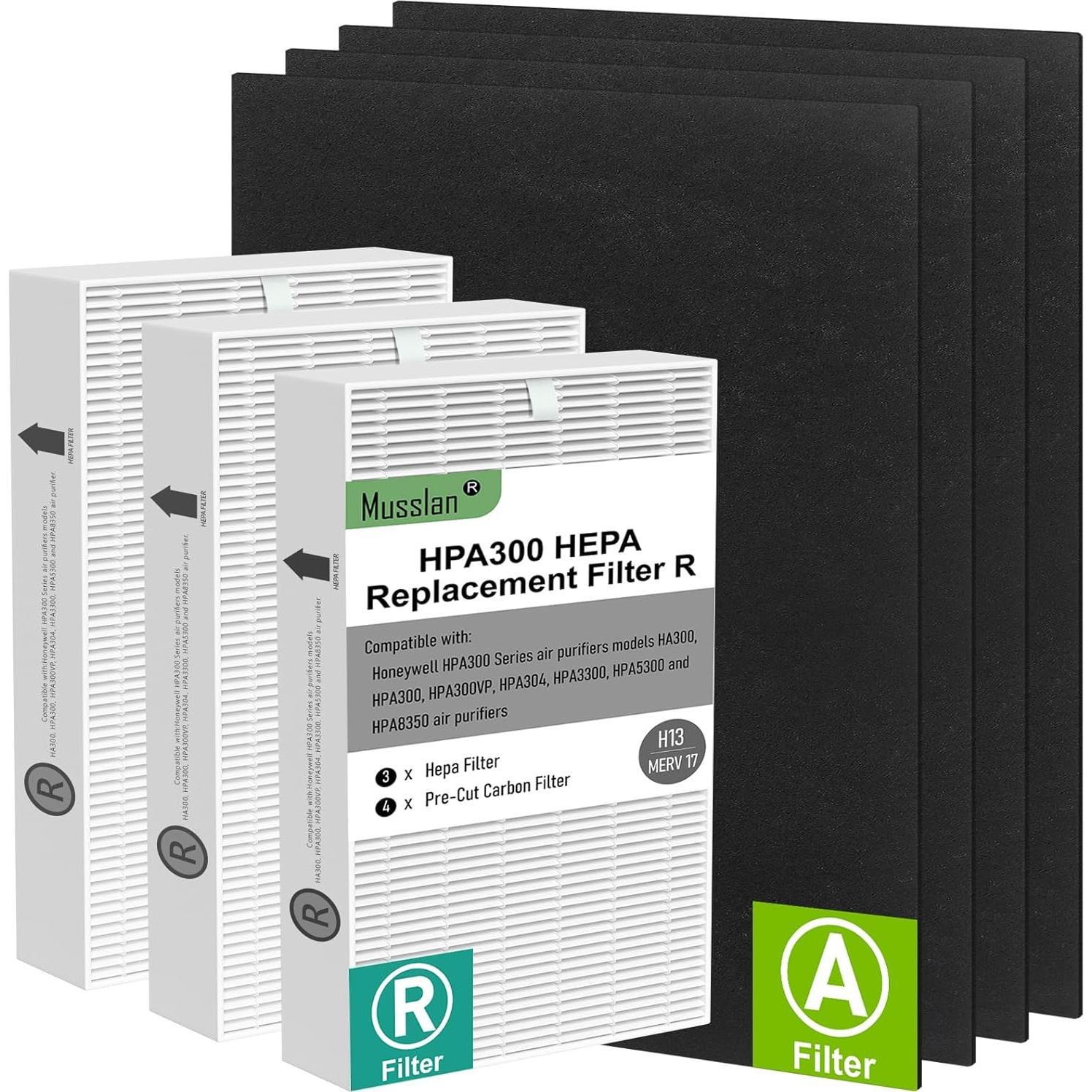 Filtro HEPA HPA300 Musslan 3 Reemplazos + 4 Filtros Carbono