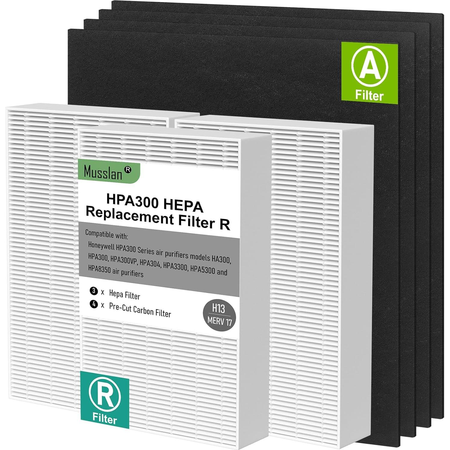 Filtro HEPA HPA300 Musslan 3 Reemplazos + 4 Filtros Carbono