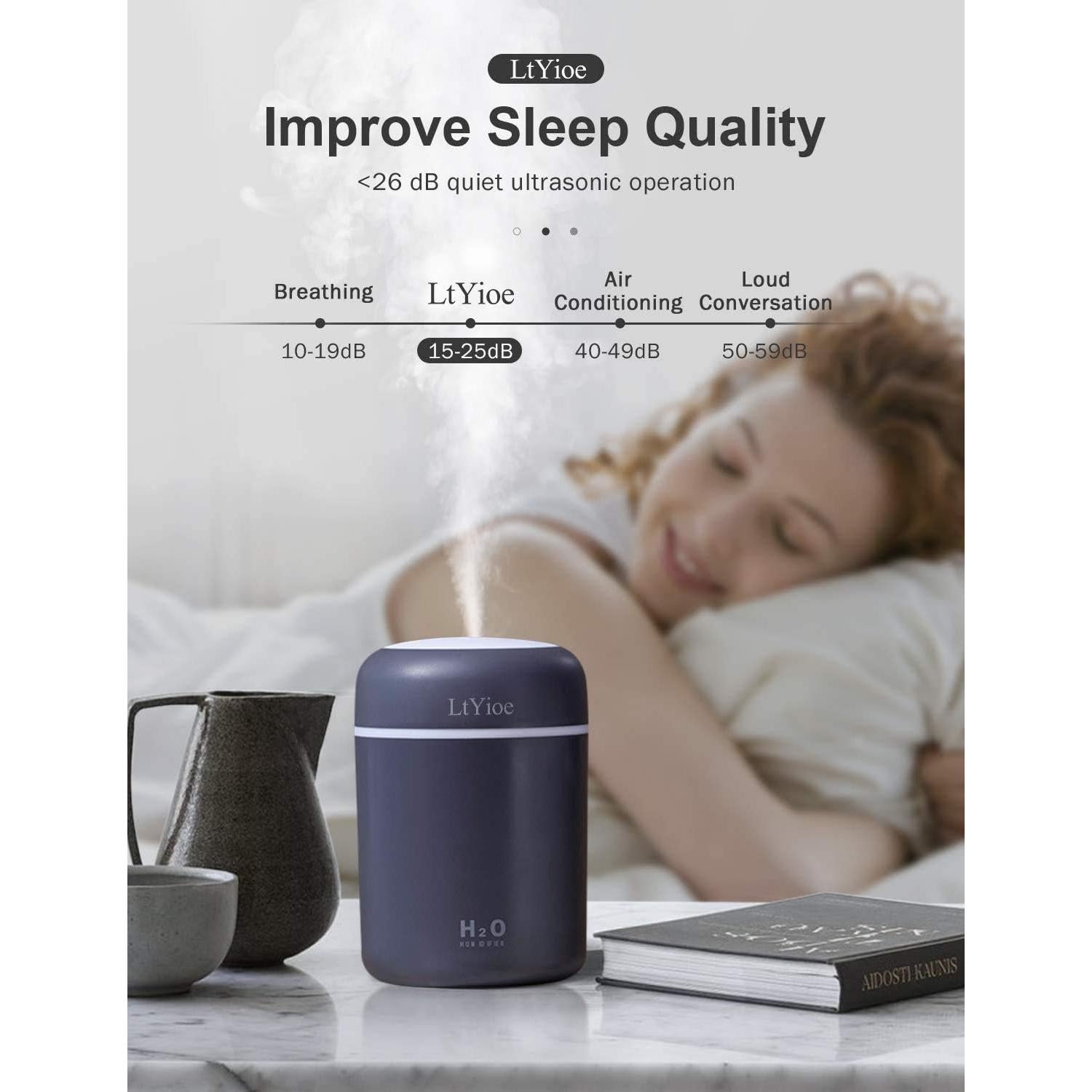 Humidificador Mini LtYioe USB 2 Modos Neblina Luz Nocturna