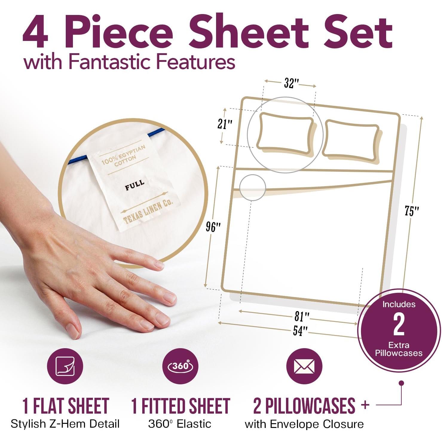 Juego de Sábanas Doble Algodón Egipcio 1200 Hilos Texas Linen Beige