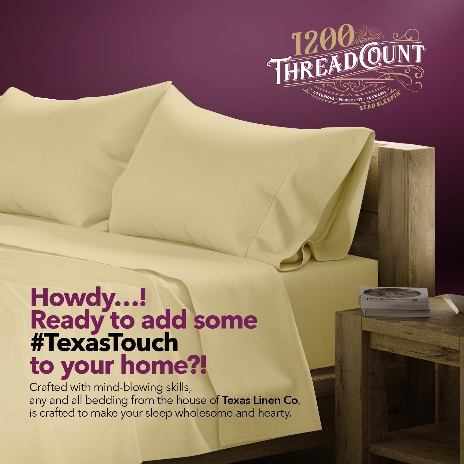 Juego de Sábanas Doble Algodón Egipcio 1200 Hilos Texas Linen Beige