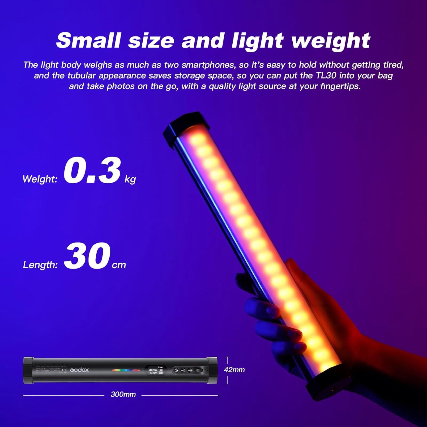 Tubo de Luz RGB Godox TL30 8W 2700-6500K Batería 2900mAh