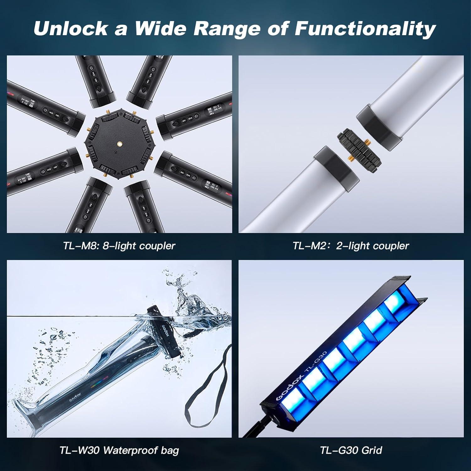 Tubo de Luz RGB Godox TL30 8W 2700-6500K Batería 2900mAh