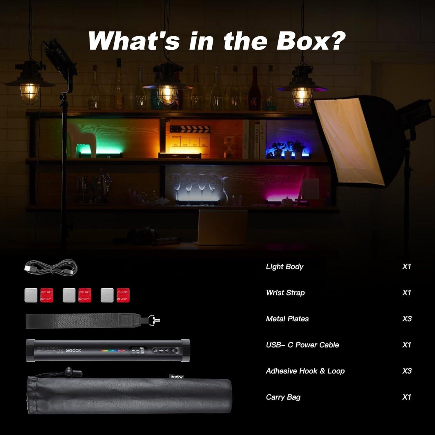 Tubo de Luz RGB Godox TL30 8W 2700-6500K Batería 2900mAh