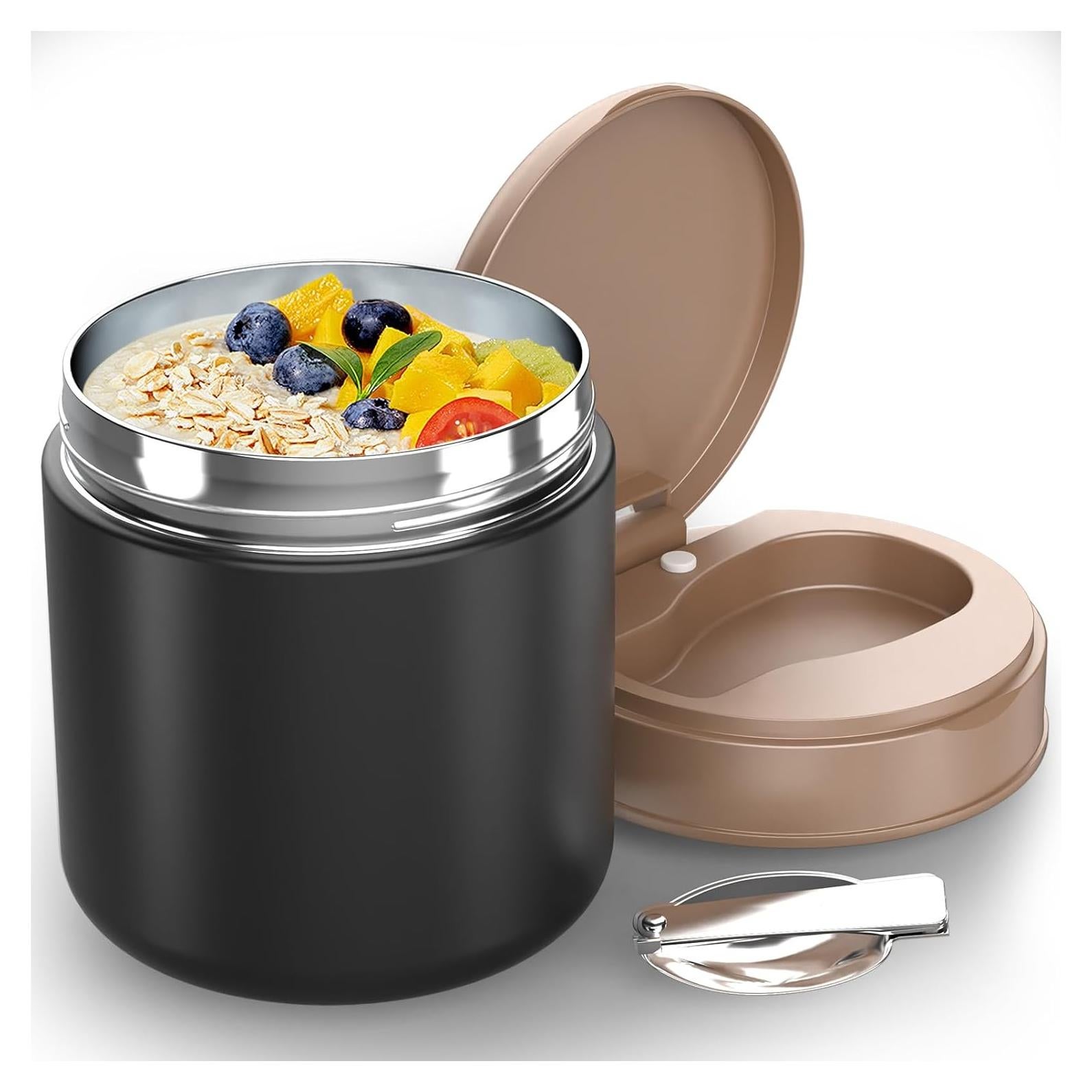 Tarro de Comida Aislado CJACJA 428 ml Negro con Cuchara