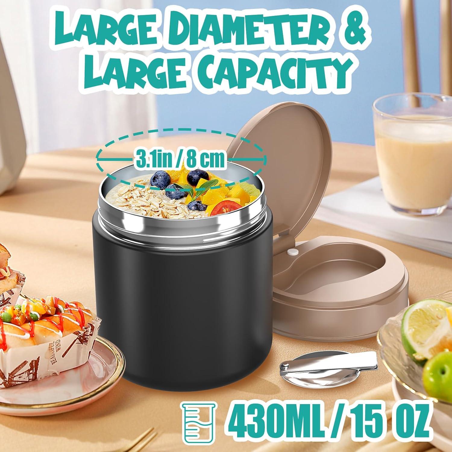 Tarro de Comida Aislado CJACJA 428 ml Negro con Cuchara