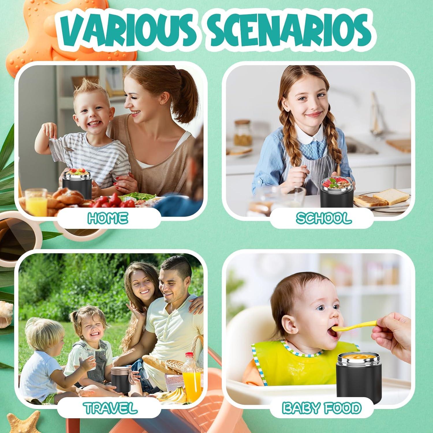 Tarro de Comida Aislado CJACJA 428 ml Negro con Cuchara