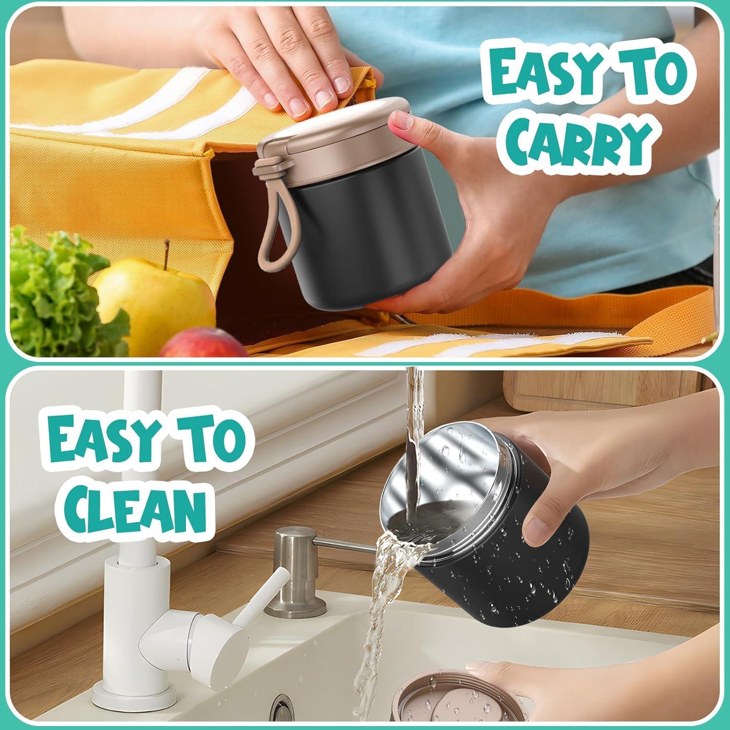 Tarro de Comida Aislado CJACJA 428 ml Negro con Cuchara