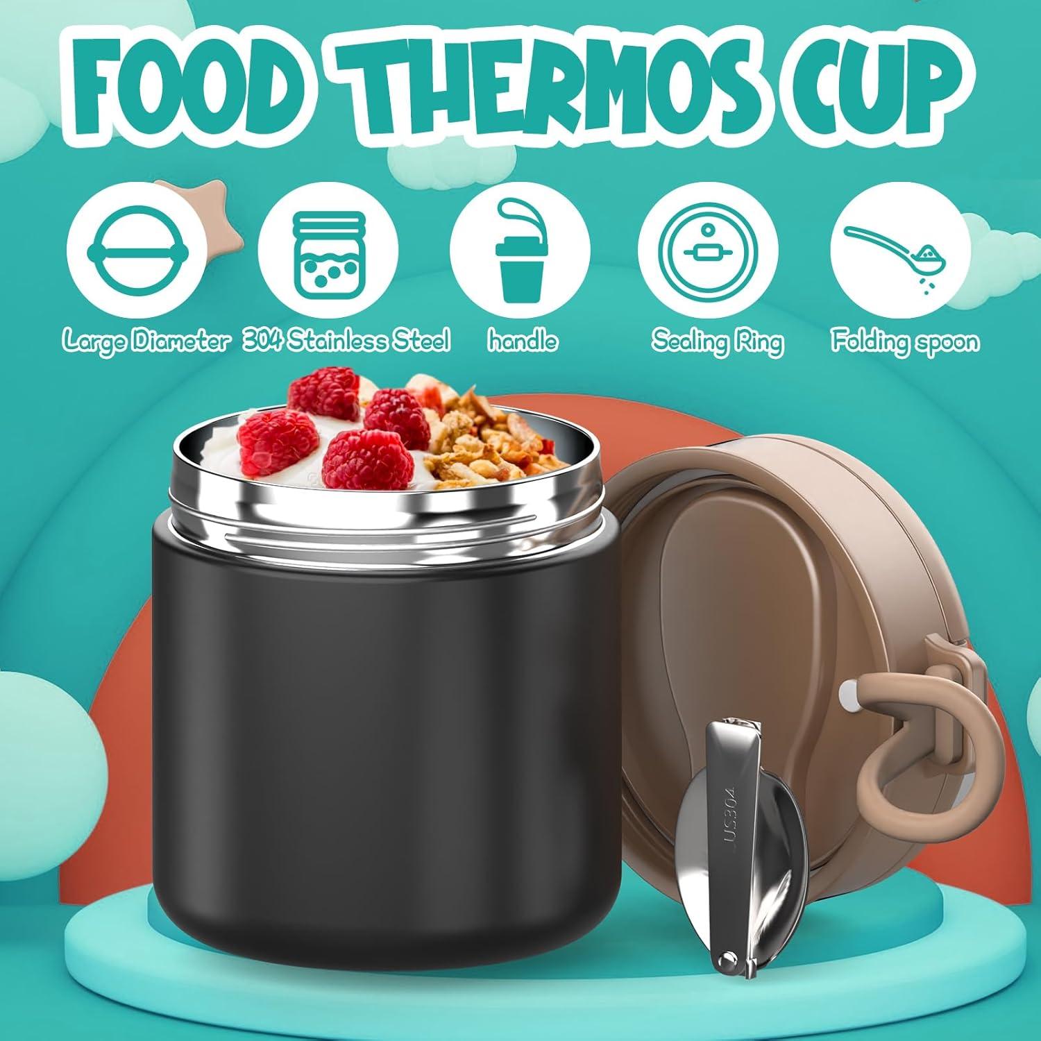 Tarro de Comida Aislado CJACJA 428 ml Negro con Cuchara