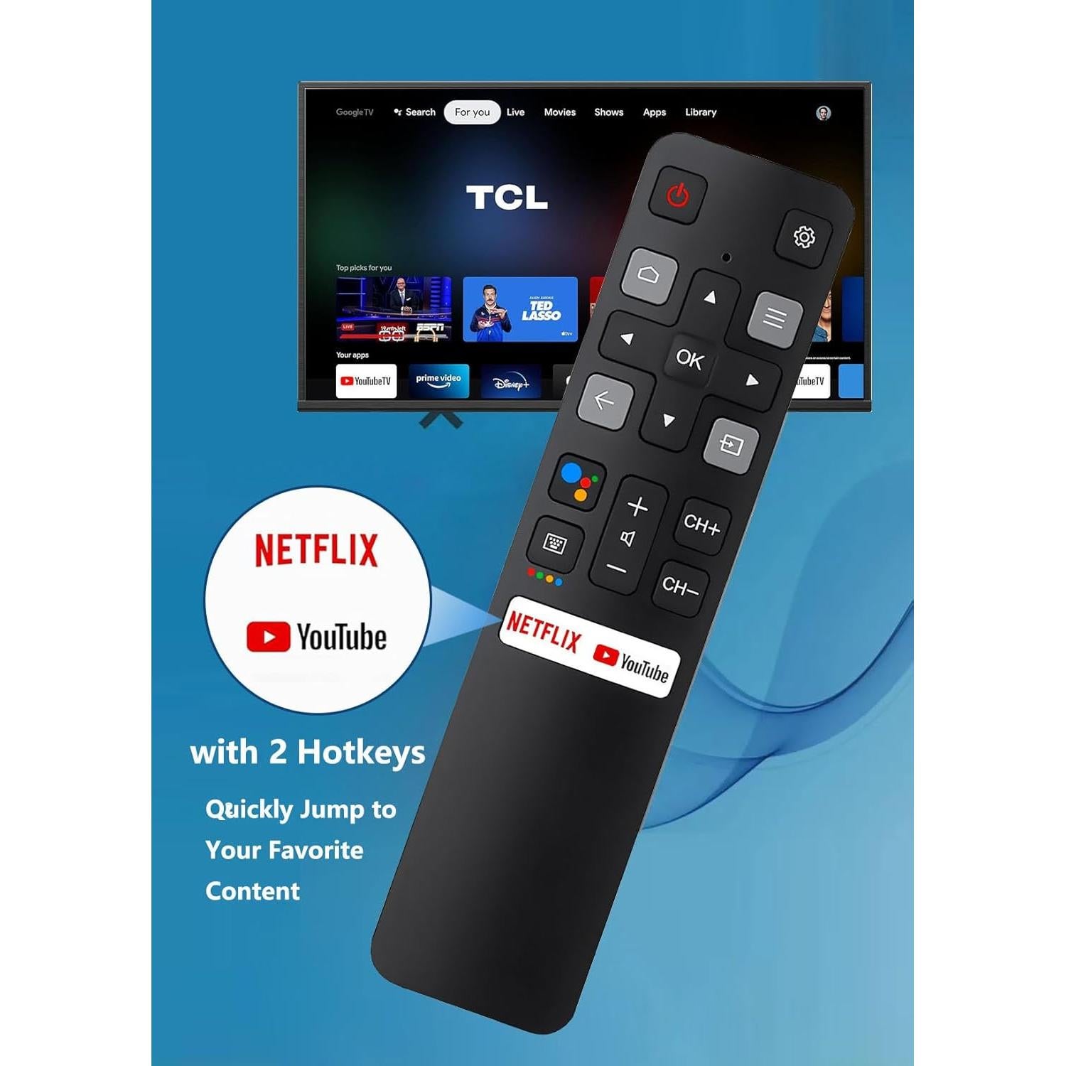 Control Remoto Universal TCL RC802V FNR1 para Android 4K UHD TV