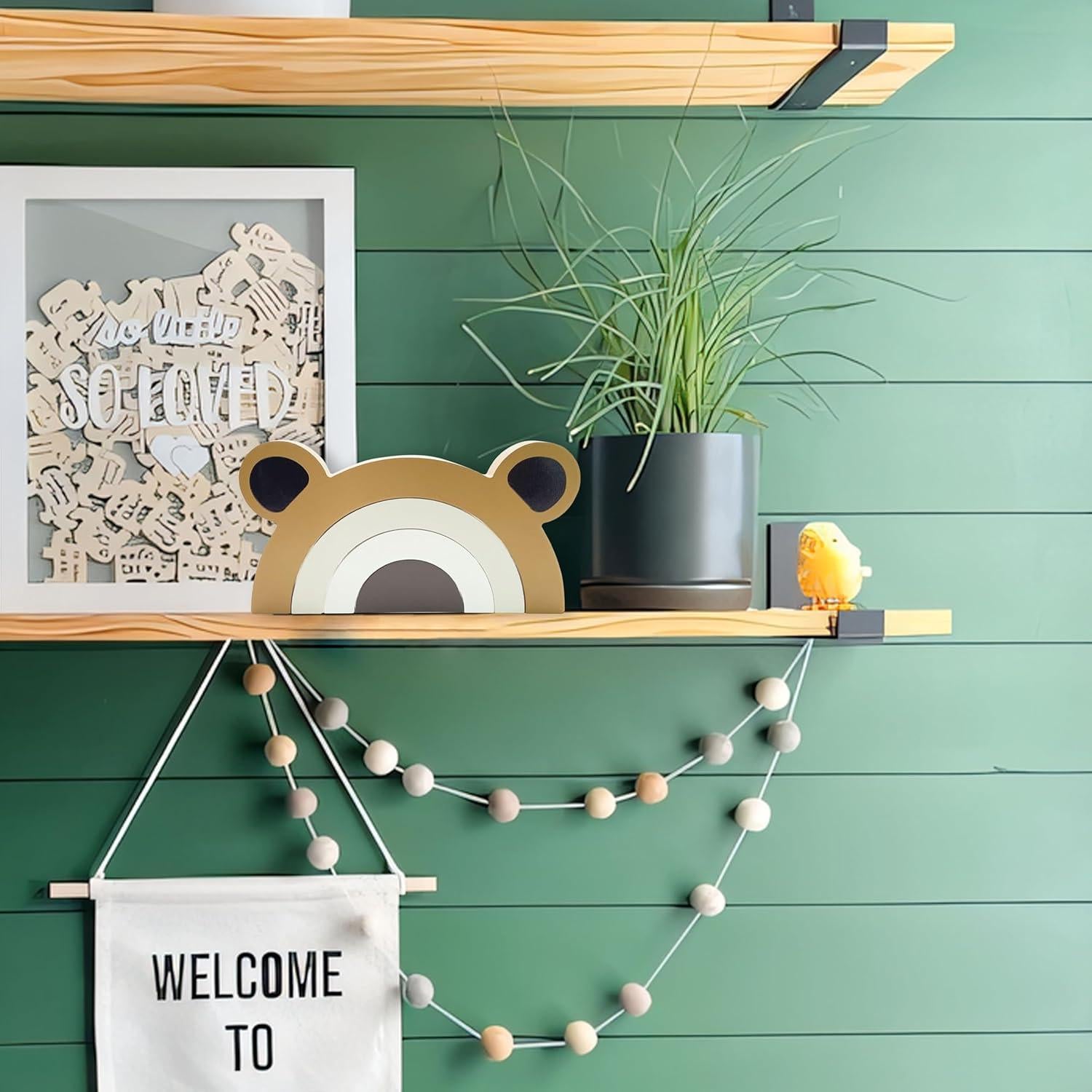 Decoración de Oso de Madera Arcoíris Ajqiomh 21x11cm