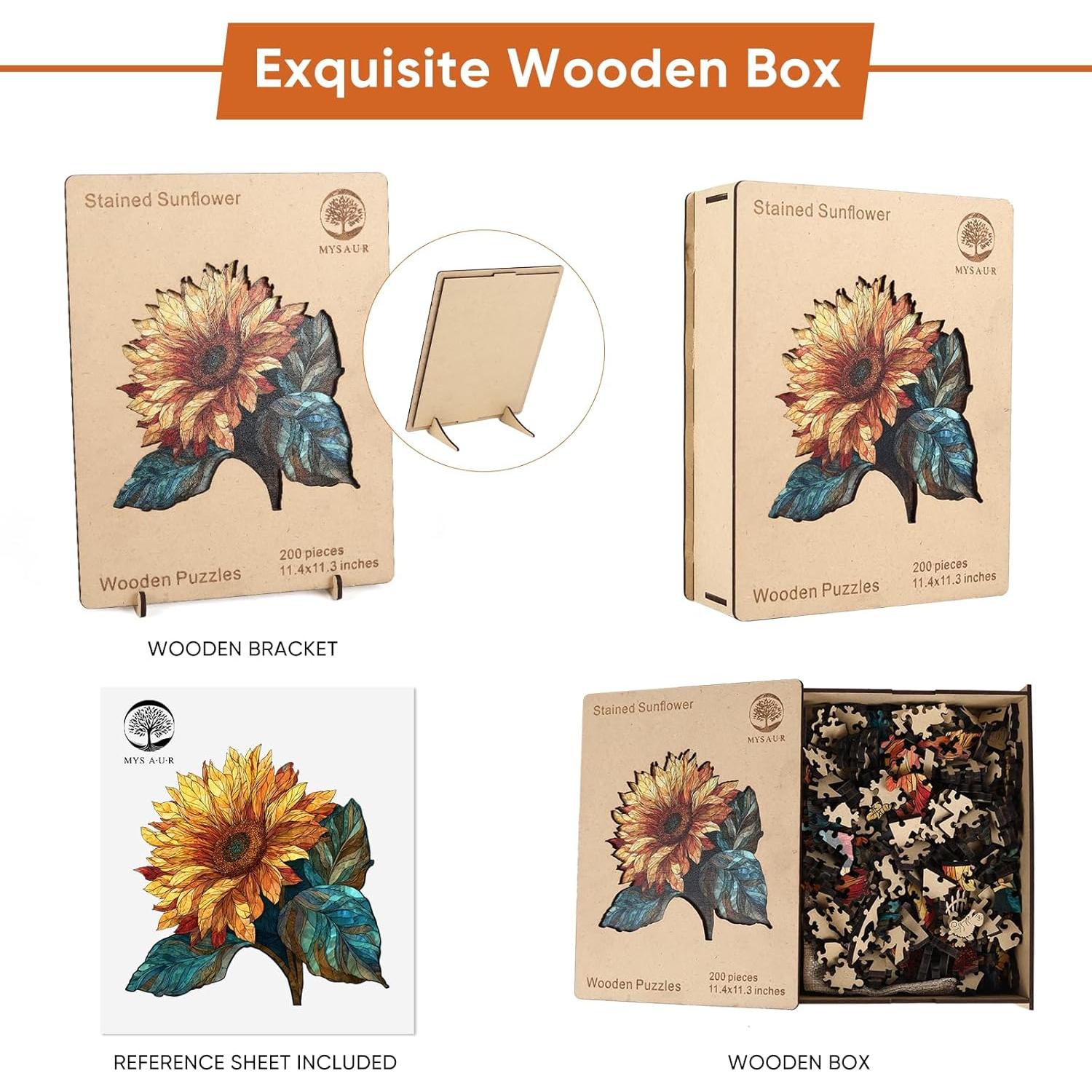 Rompecabezas de Madera MYS A·U·R Girasol 300 Piezas 33.4cm