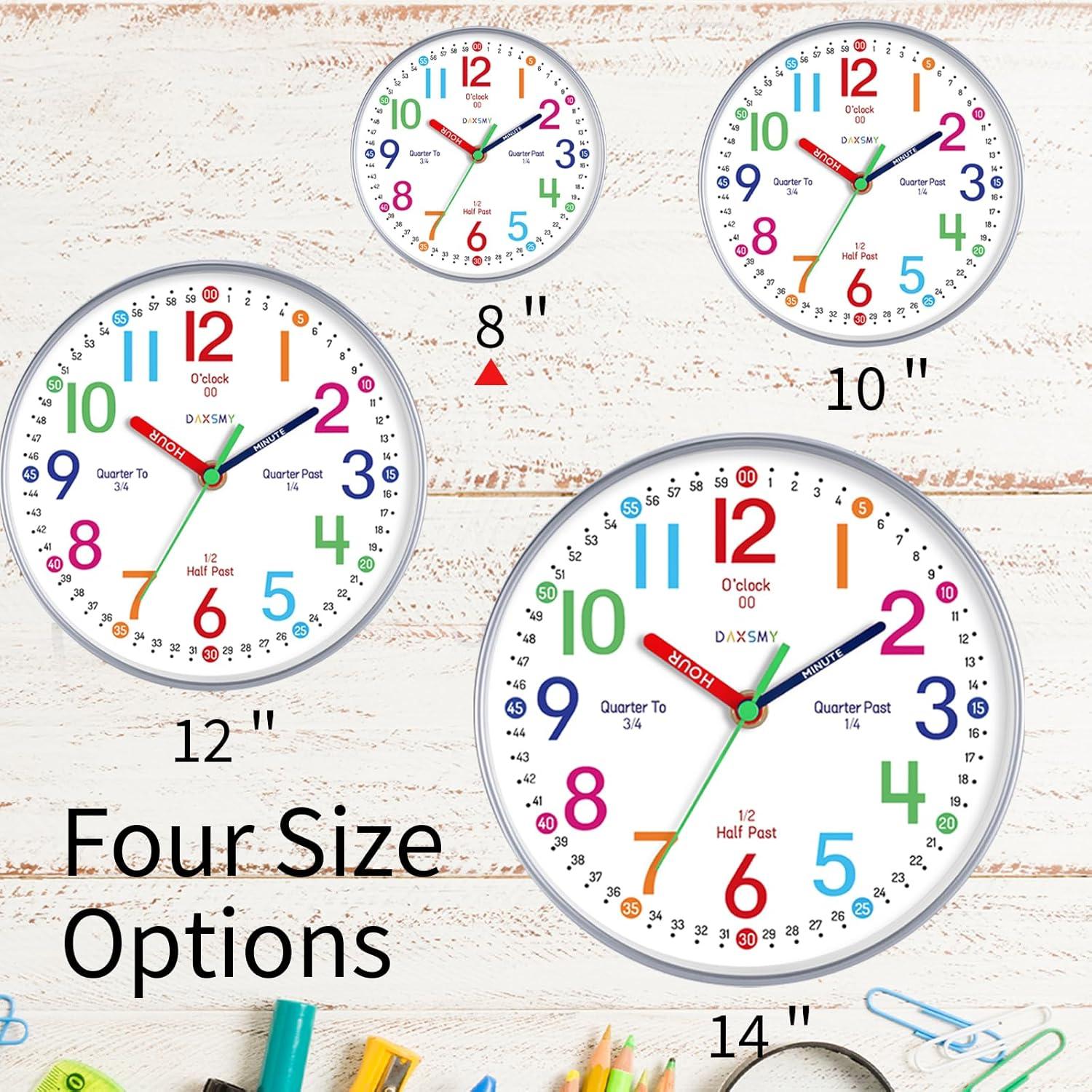 Reloj de Pared Silencioso Roymnie 20.32 cm Colorido para Niños