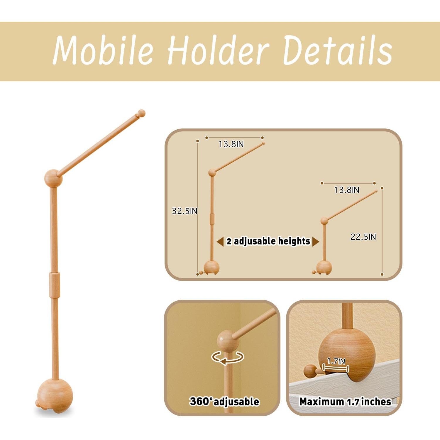 Brazo de Móvil para Cuna de Madera con Caja de Música 82.5 cm