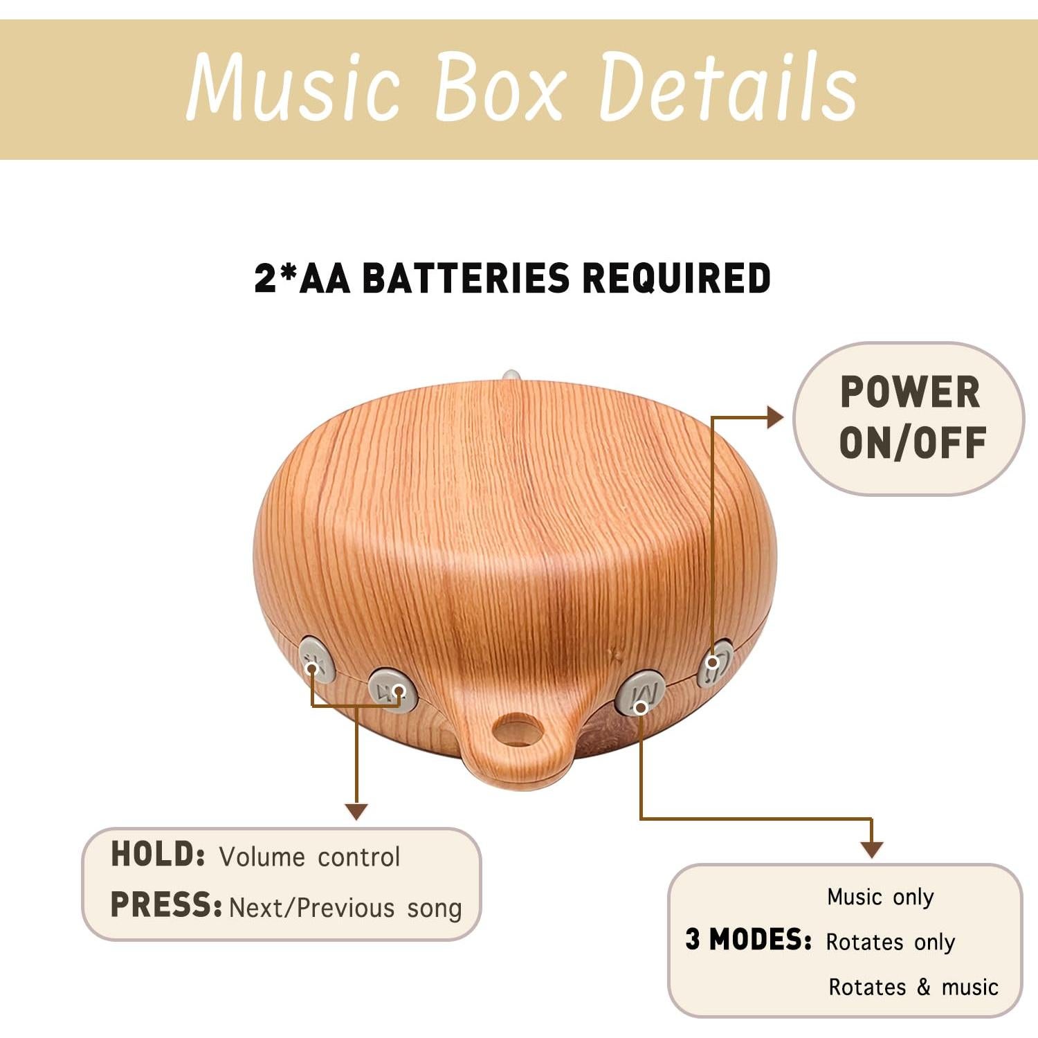 Brazo de Móvil para Cuna de Madera con Caja de Música 82.5 cm