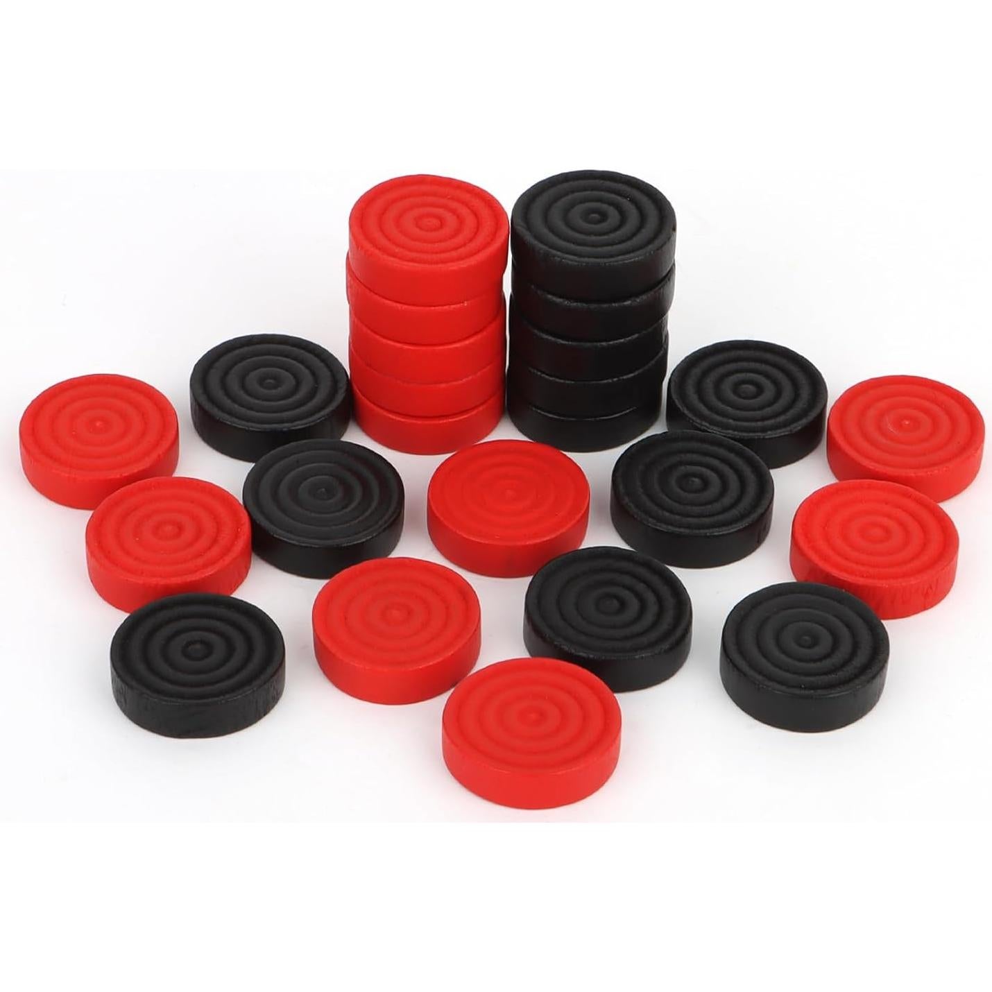 Piezas de Damas de Madera QuadPro 24 Piezas 2.69 cm Negro Rojo