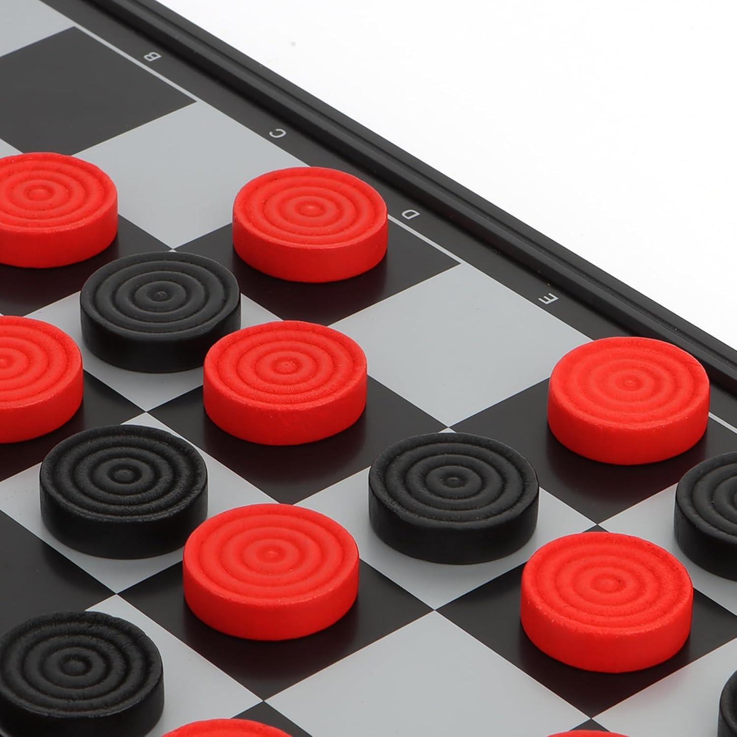 Piezas de Damas de Madera QuadPro 24 Piezas 2.69 cm Negro Rojo