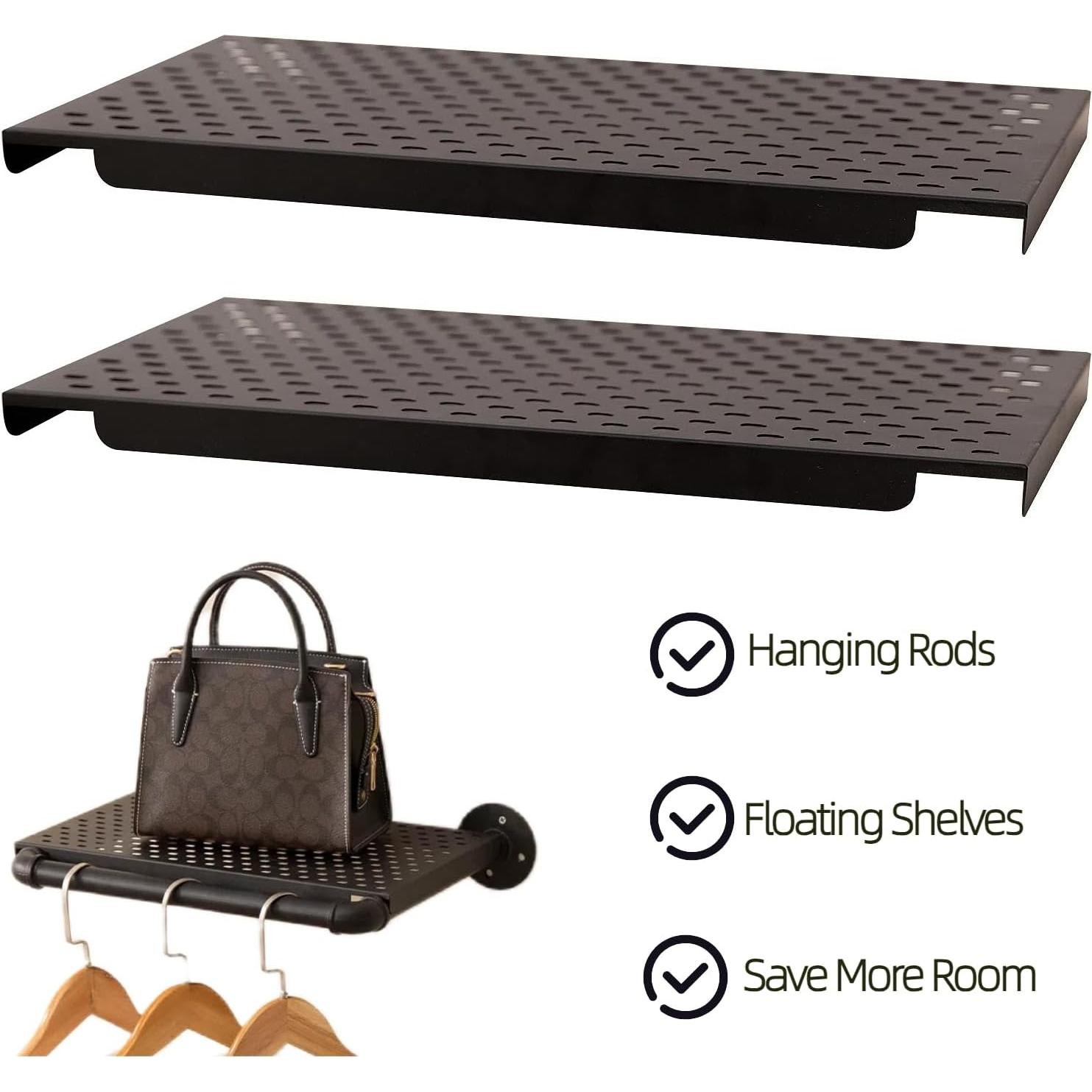 Perchero de Ropa DOFURNILIM Industrial Montado en Pared 2 Varillas