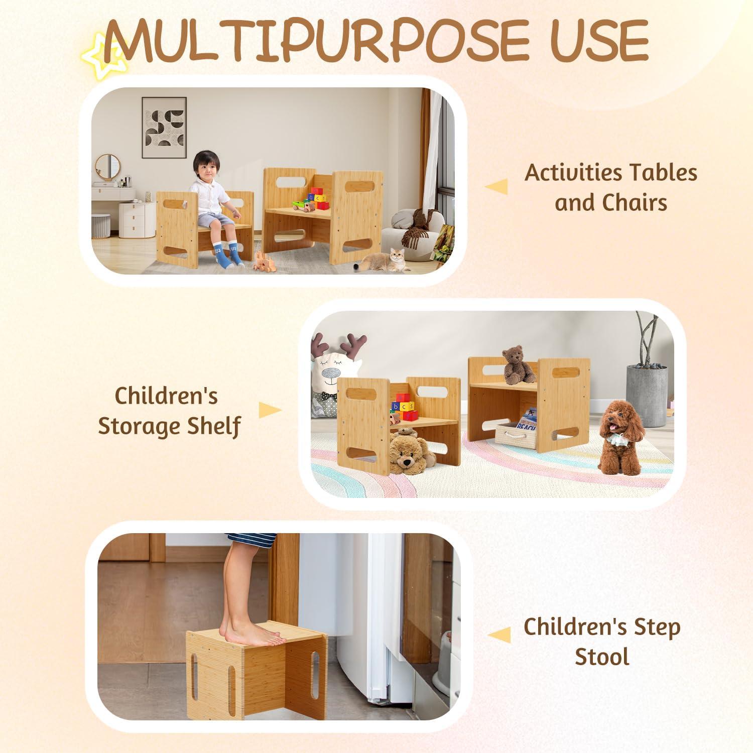 Conjunto Mesa y Silla Montessori HOMMOW Bambú 1-3 Años