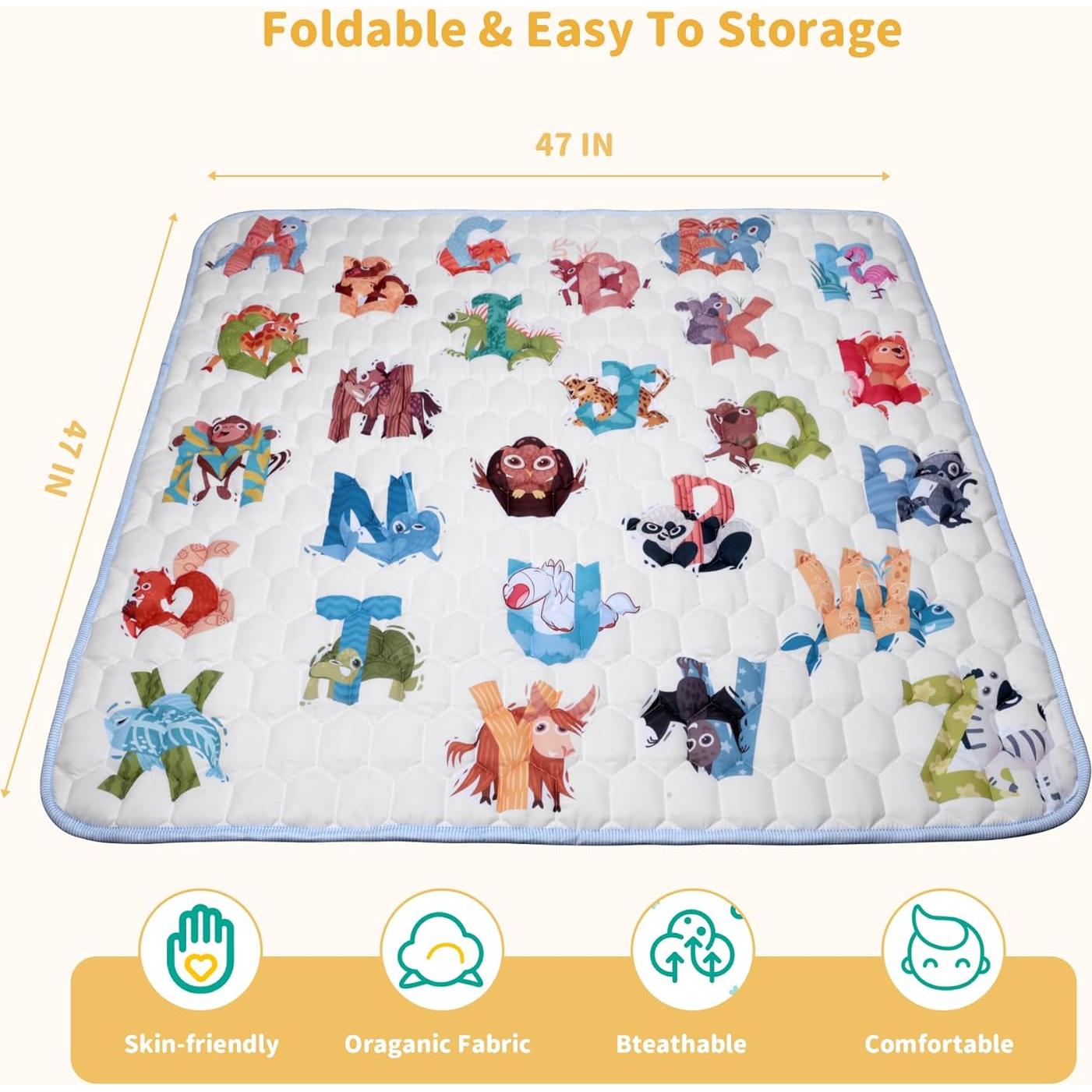 Alfombra de Juego para Bebés 120x120cm - Antideslizante y Lavable