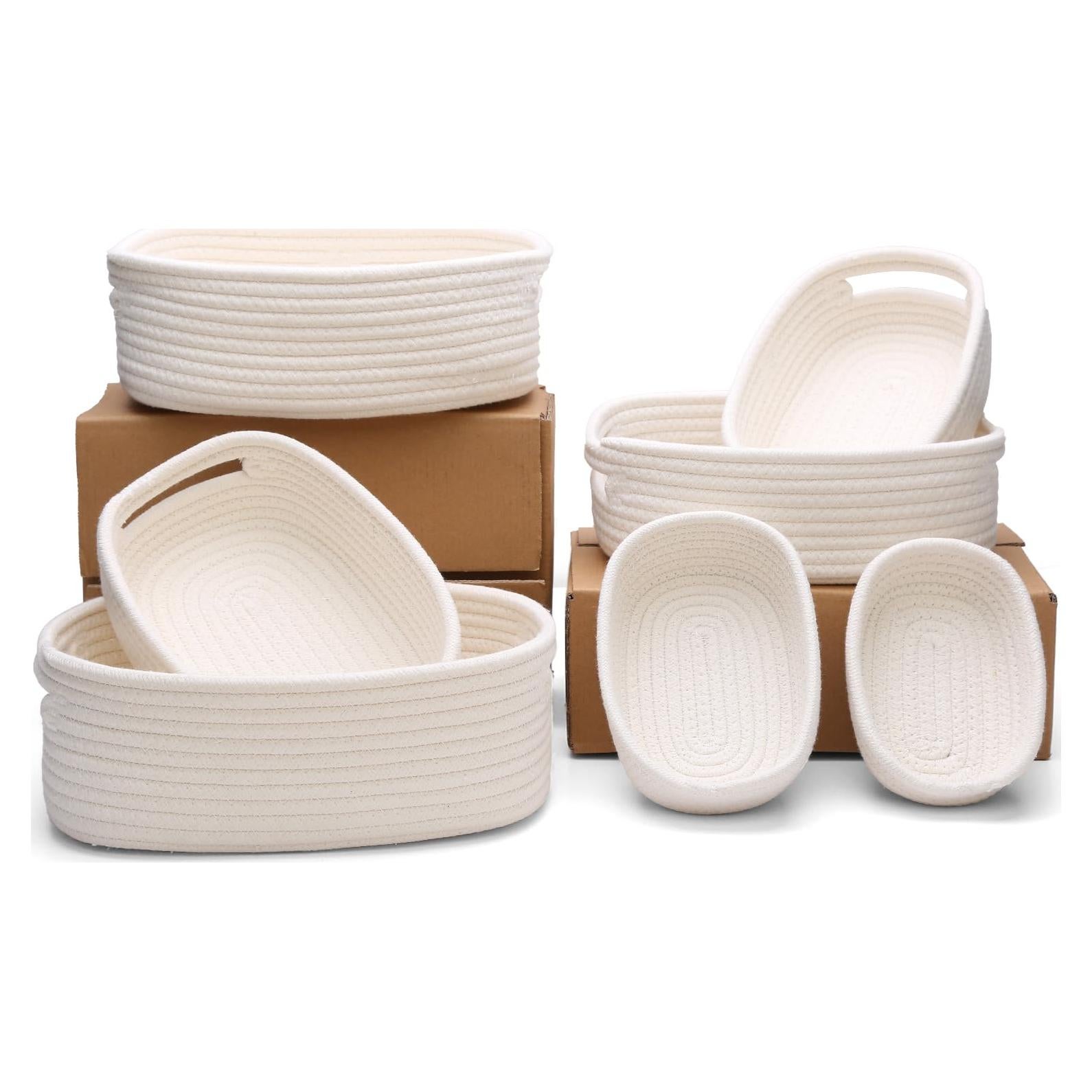 Juego de 7 Cestas de Algodón Trenzado HLWDFLZ - Organizador Blanco