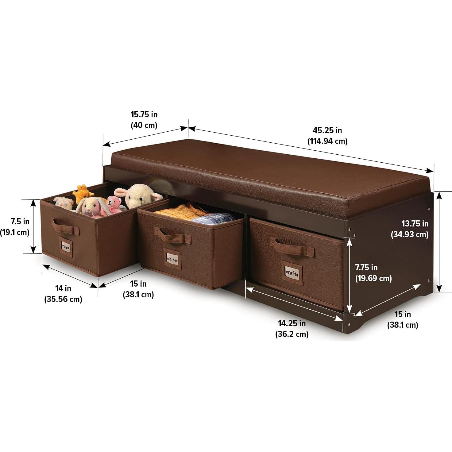 Banco de Almacenamiento Badger Basket con Cojín Espresso