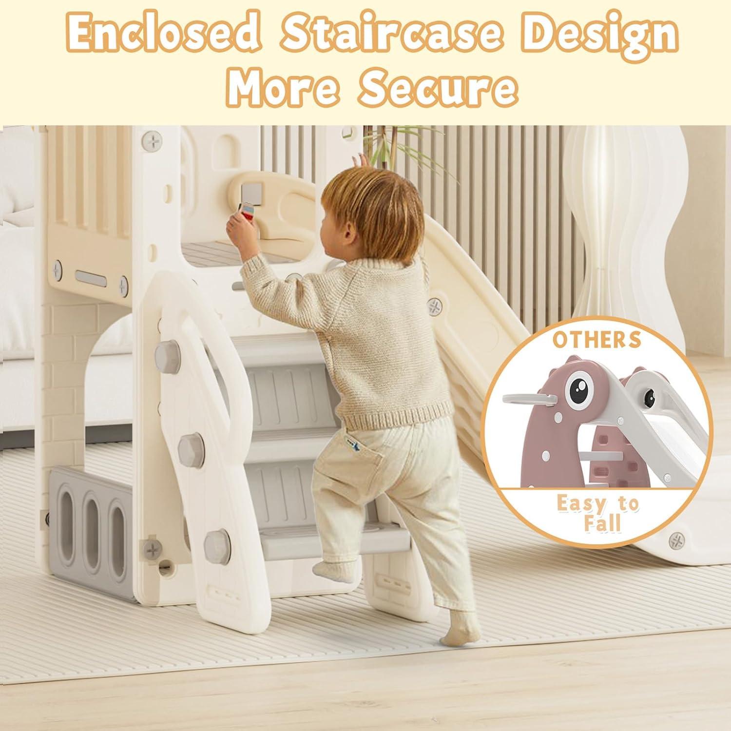 Tobogán 5 en 1 YUFU para Niños Pequeños Beige/Café