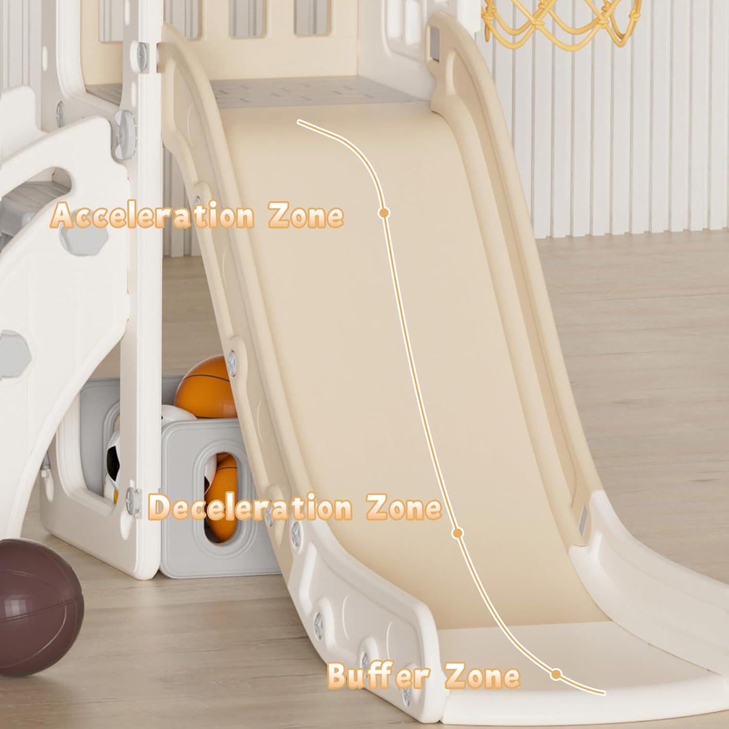 Tobogán 5 en 1 YUFU para Niños Pequeños Beige/Café