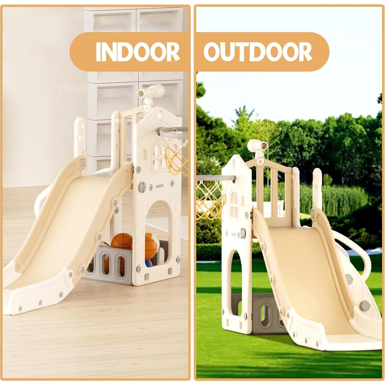 Tobogán 5 en 1 YUFU para Niños Pequeños Beige/Café