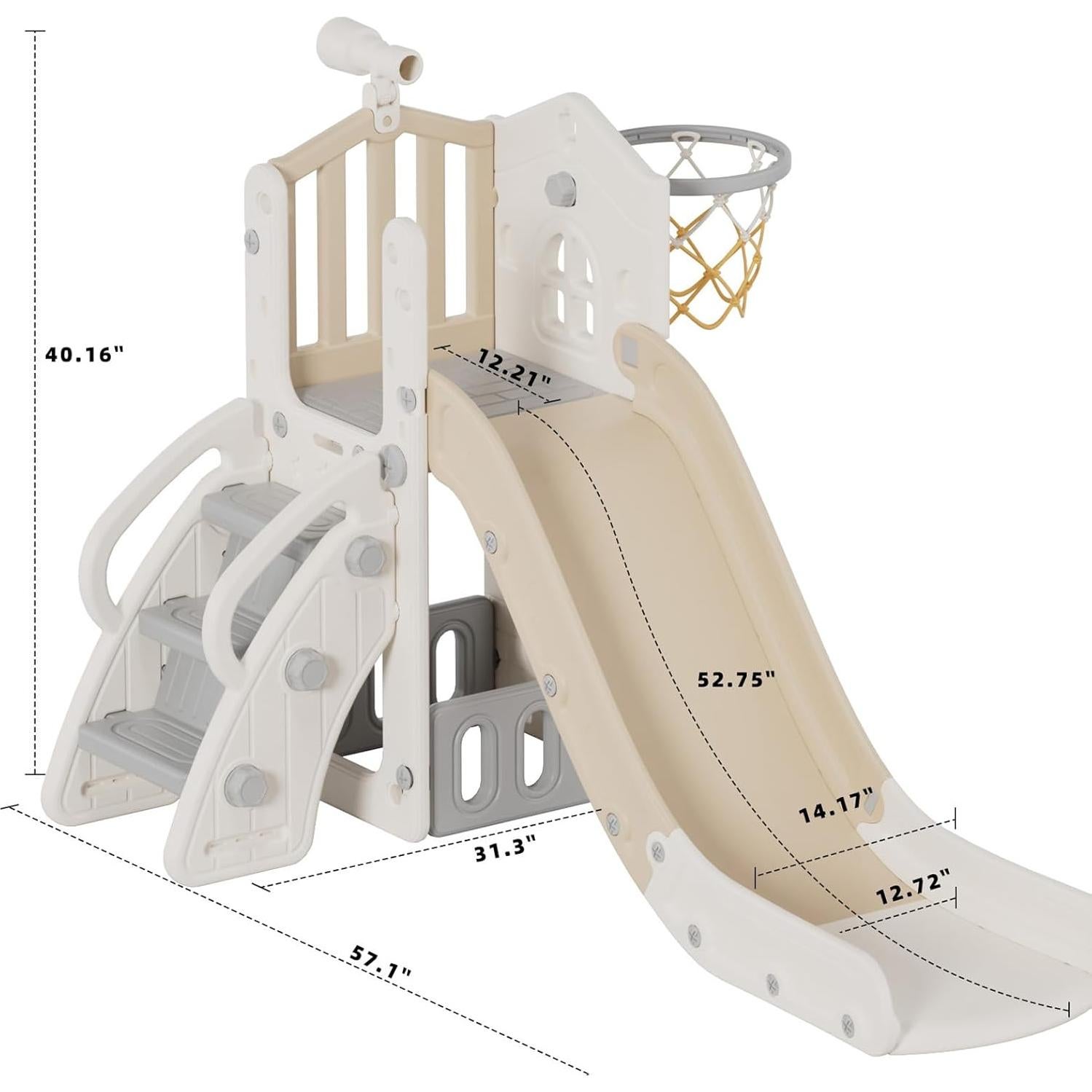 Tobogán 5 en 1 YUFU para Niños Pequeños Beige/Café