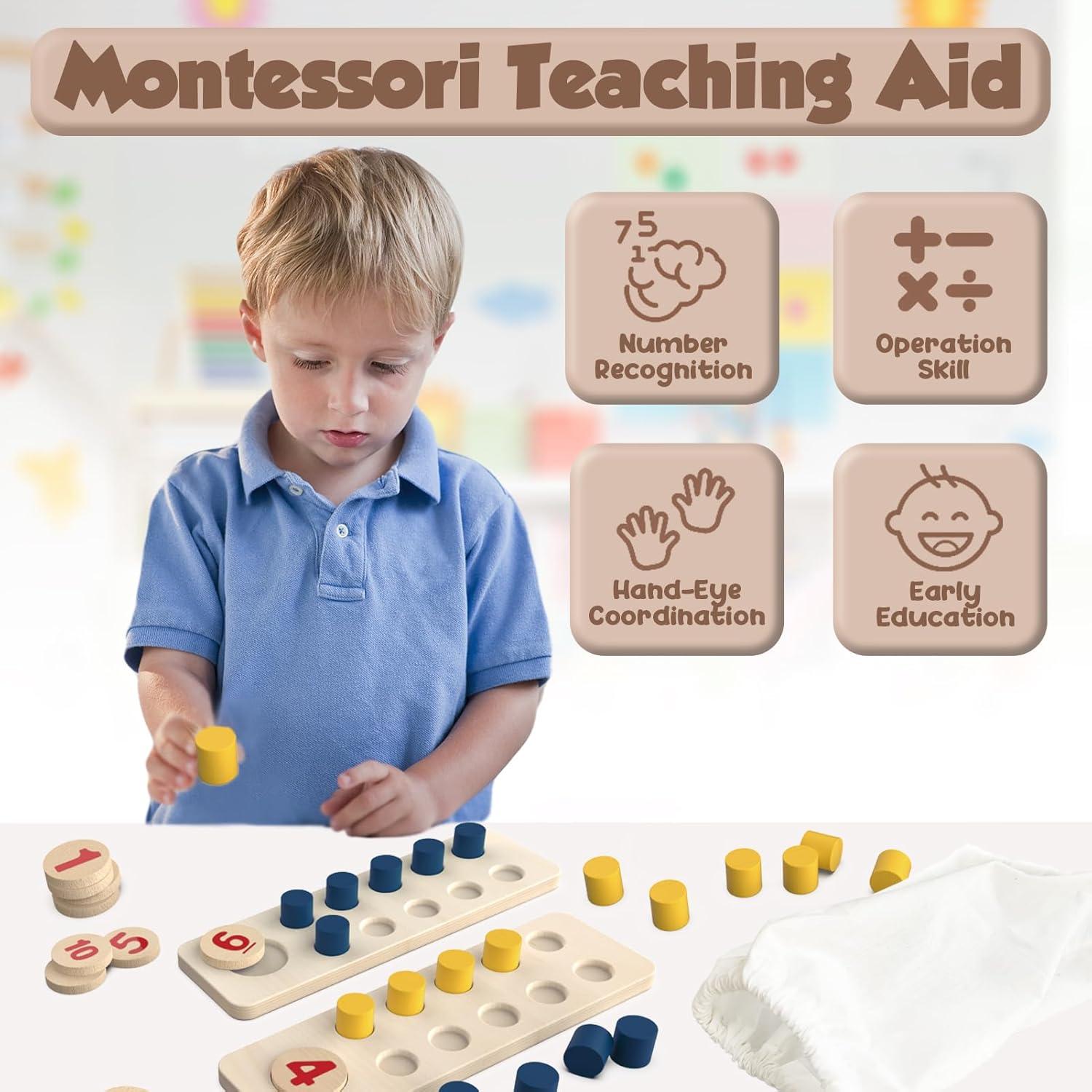 Tablero de Contar Montessori TEUVO para Niños 3-6 Años