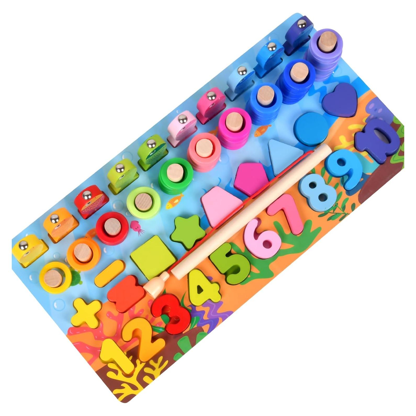 Juguete educativo de madera WNWL - Tablero de pesca y clasificación