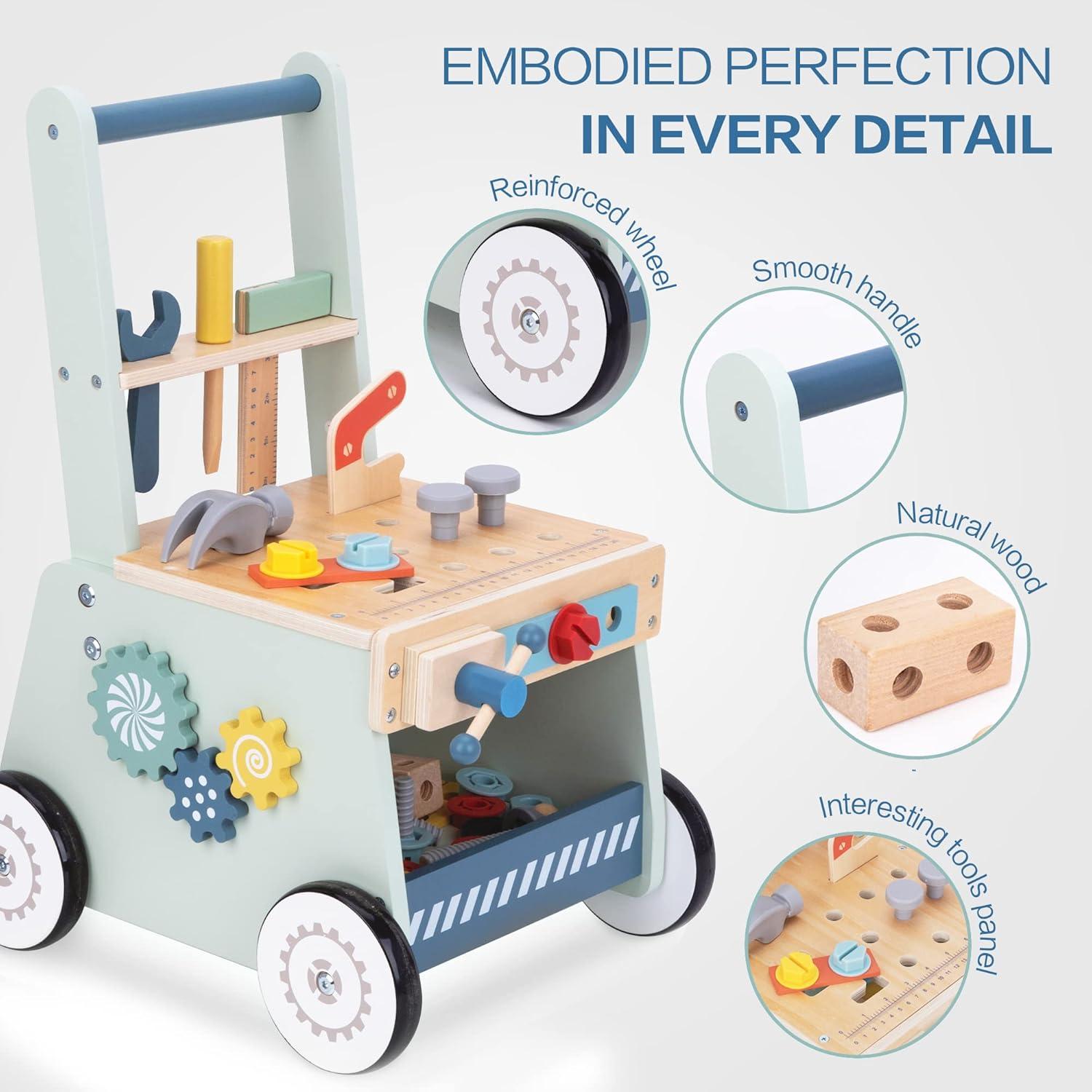 Andador de Madera 2 en 1 Jinhua - Juguete de Herramientas 34x28cm