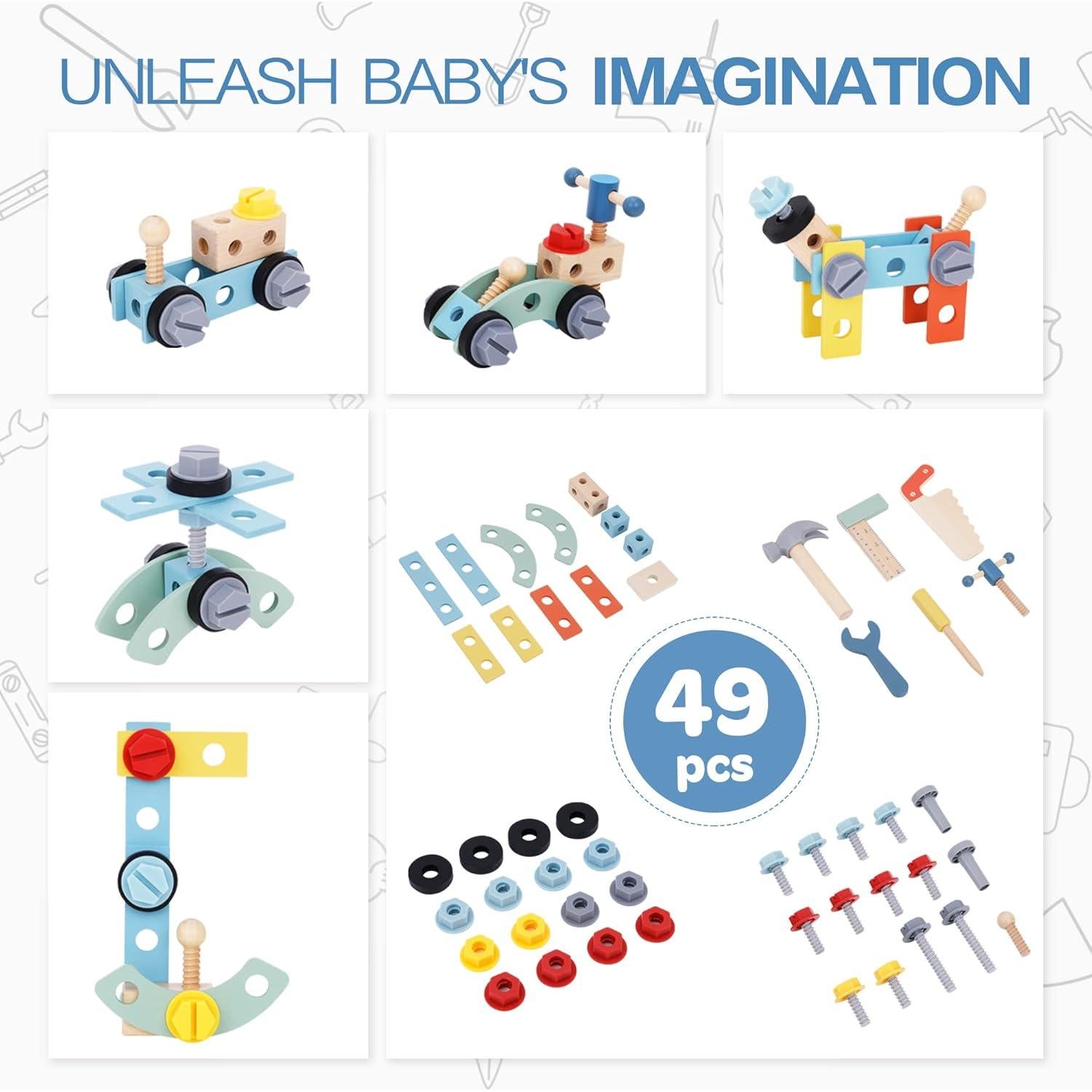 Andador de Madera 2 en 1 Jinhua - Juguete de Herramientas 34x28cm