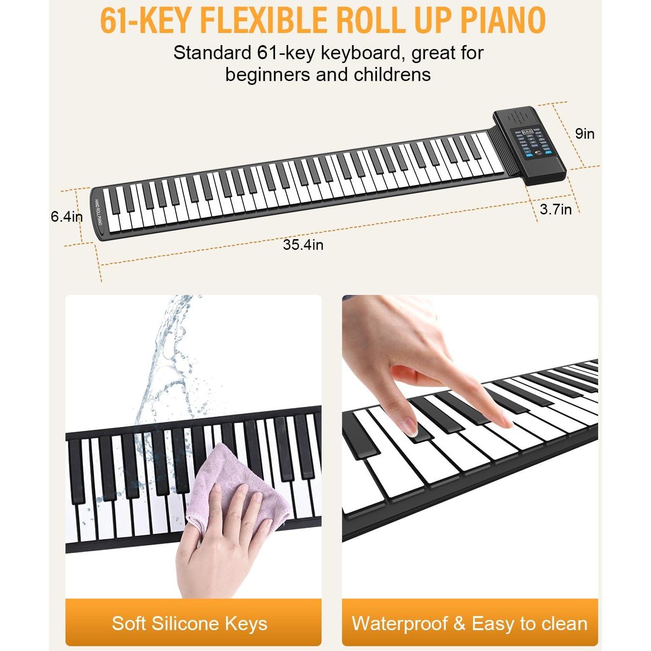 Piano Plegable KONIX PD61 de 61 Teclas Portátil con MIDI