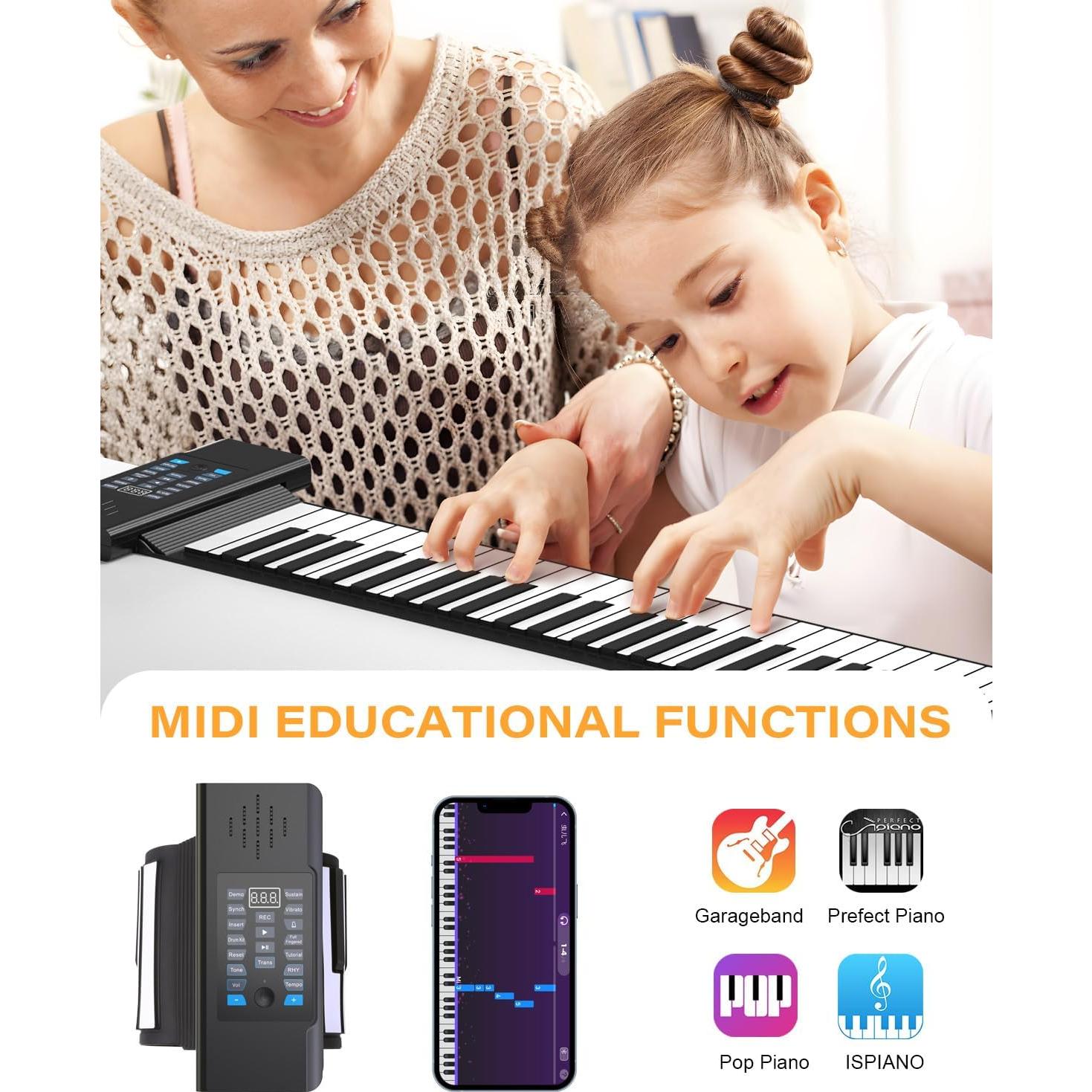 Piano Plegable KONIX PD61 de 61 Teclas Portátil con MIDI