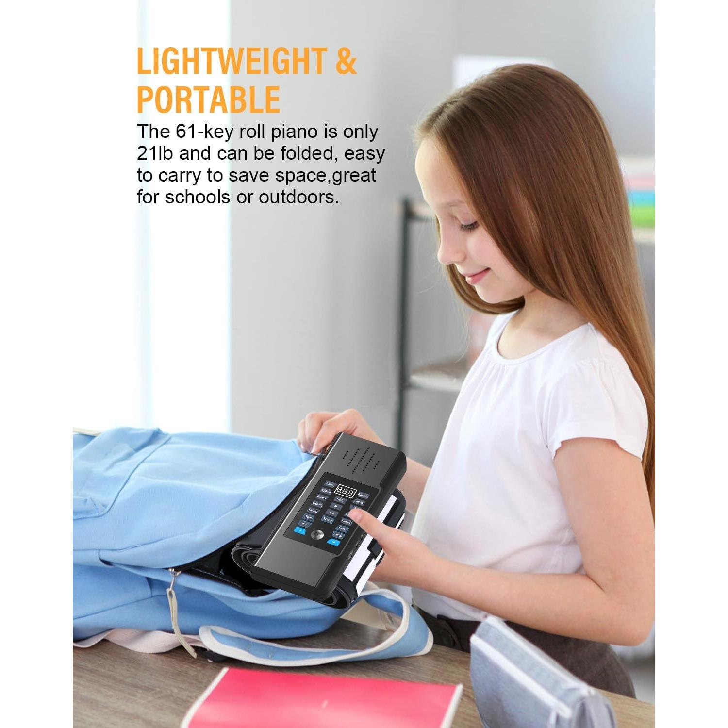Piano Plegable KONIX PD61 de 61 Teclas Portátil con MIDI