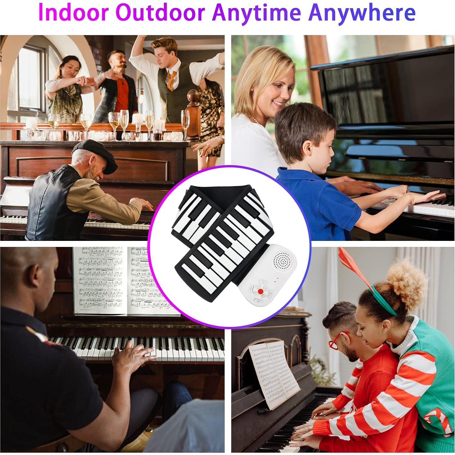 Piano Enrollable Vhffoso 49 Teclas con Bolsa y Batería Recargable