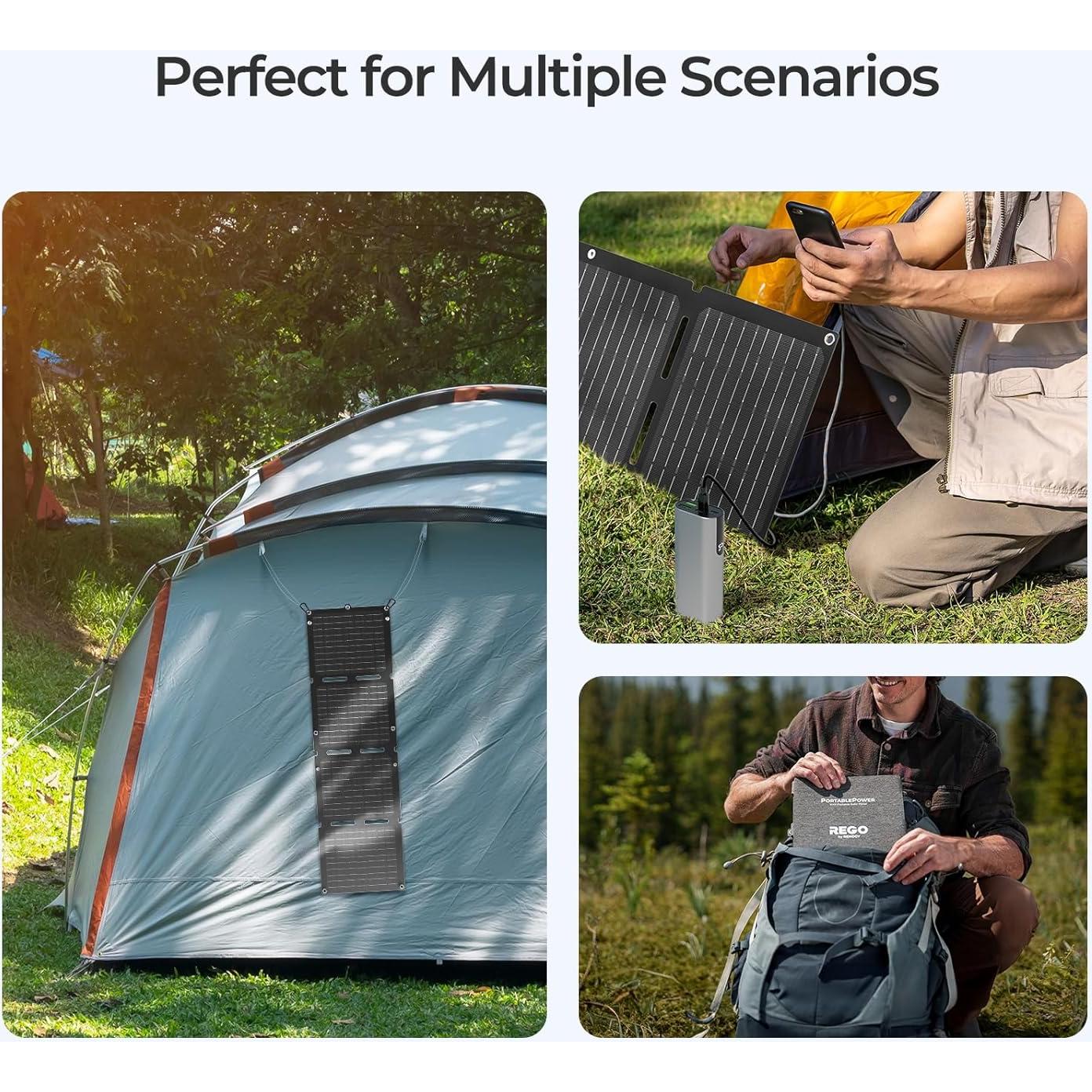 Panel Solar Portátil Plegable Renogy 30W, Carga Rápida USB-C