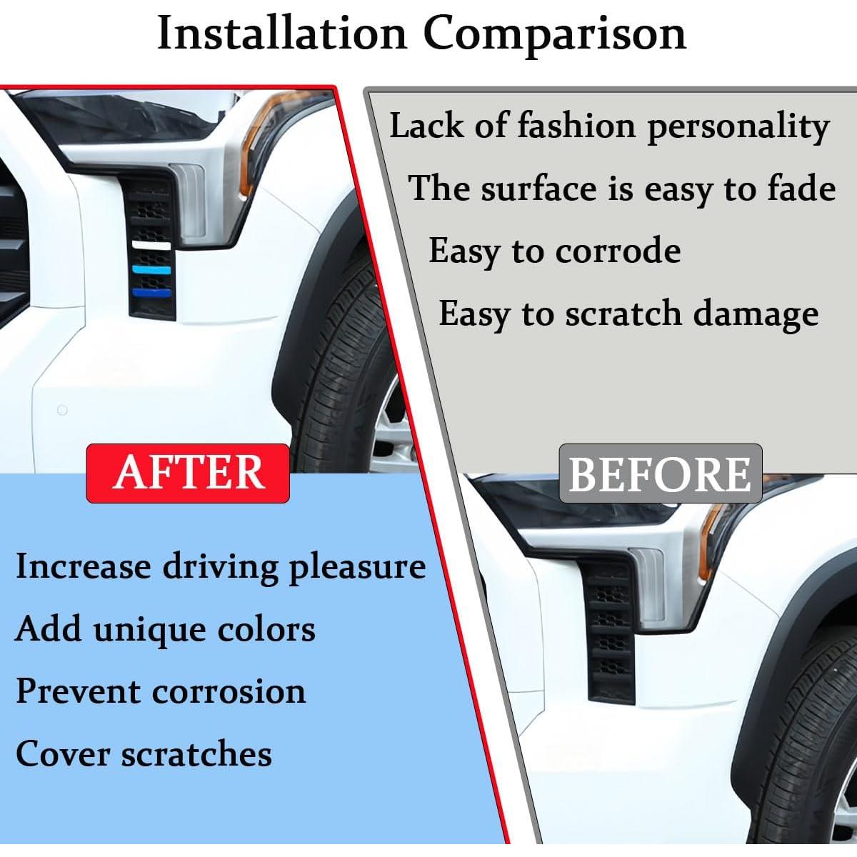 6 PCS Inserto Decorativo Rejilla Frontal YUNXINGJV Toyota Tundra 2022-2025 Azul