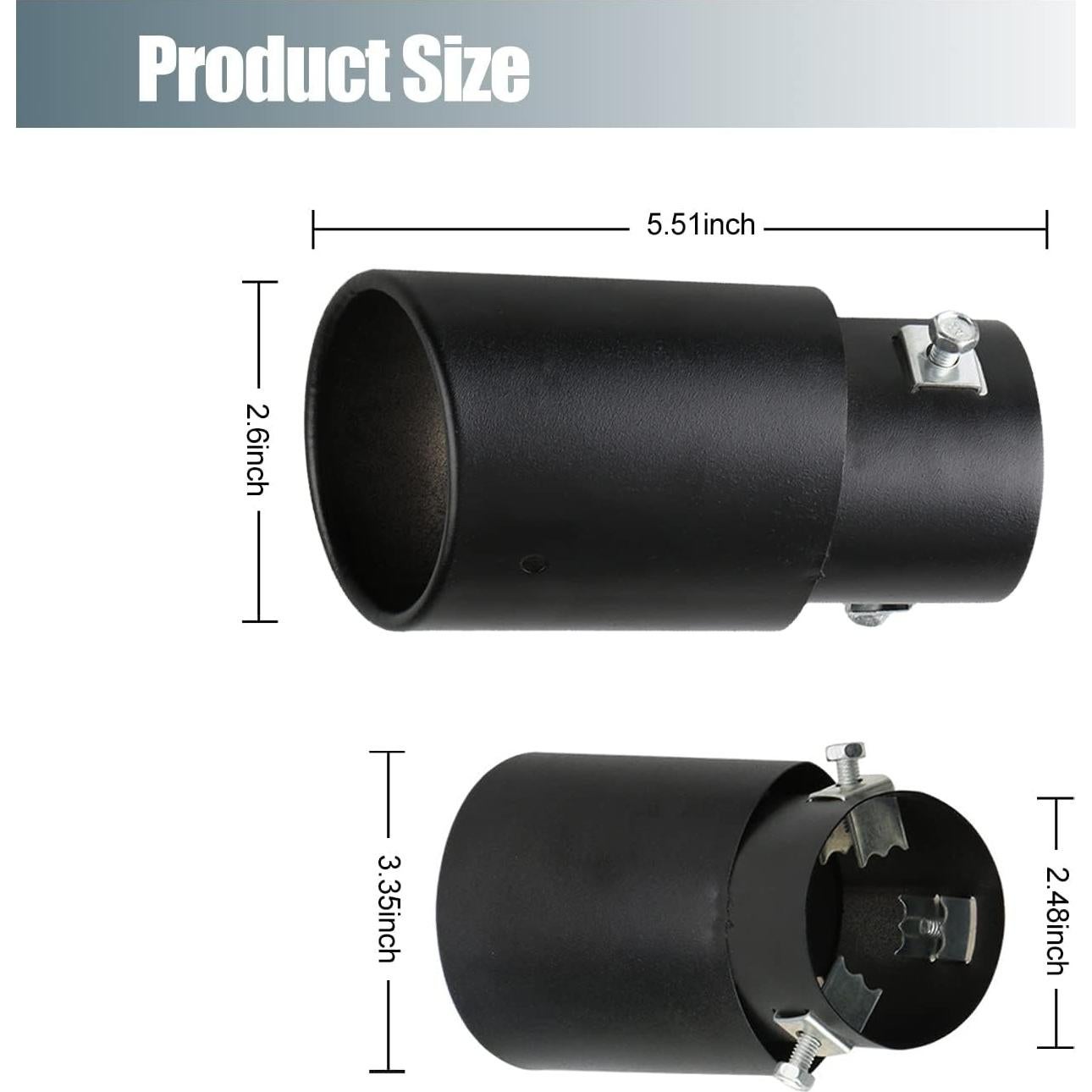 Punta de Escape Universal Yonput 2.5" Acero Inoxidable Negro