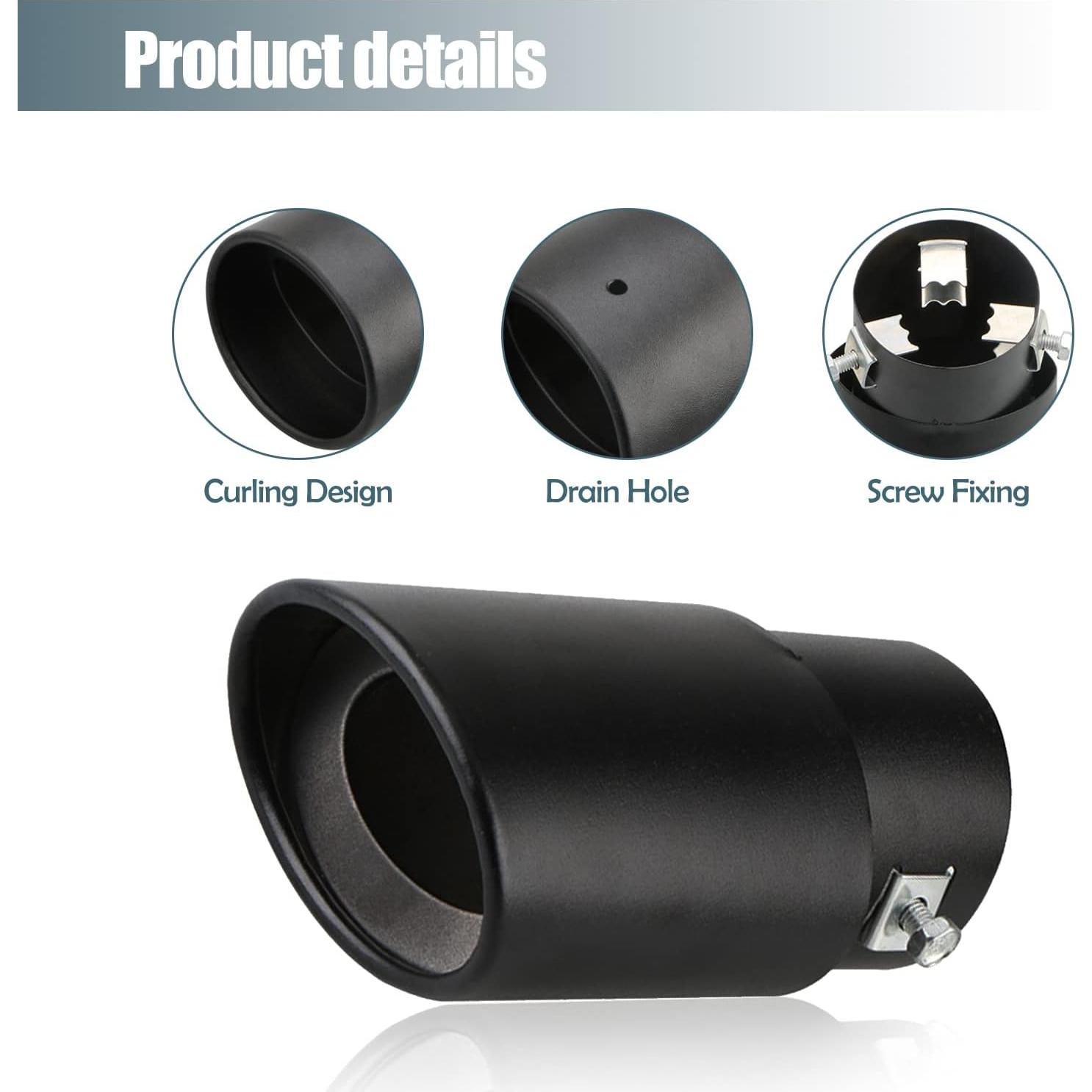 Punta de Escape Universal Yonput 2.5" Acero Inoxidable Negro