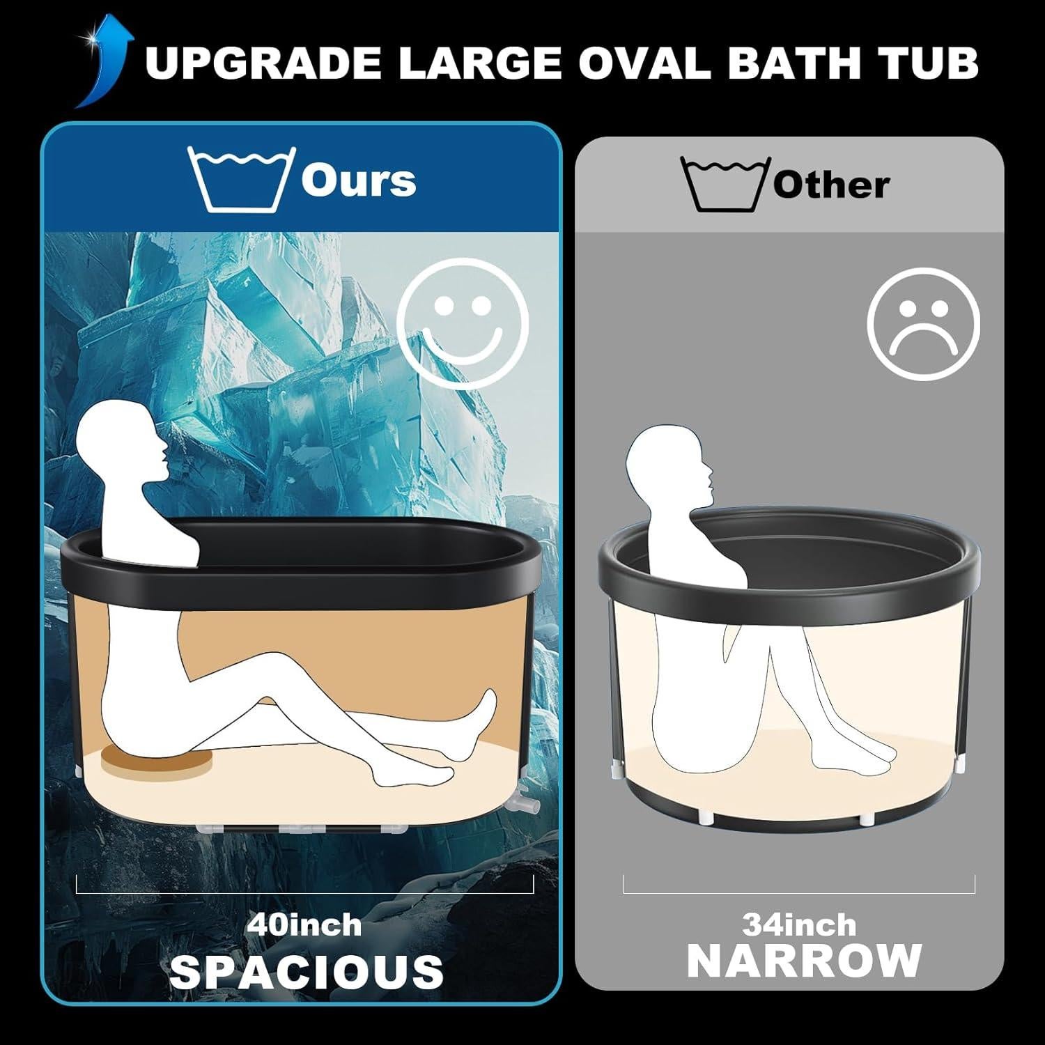 Tina de Baño de Hielo XL Pontuss 101L Plegable Negra