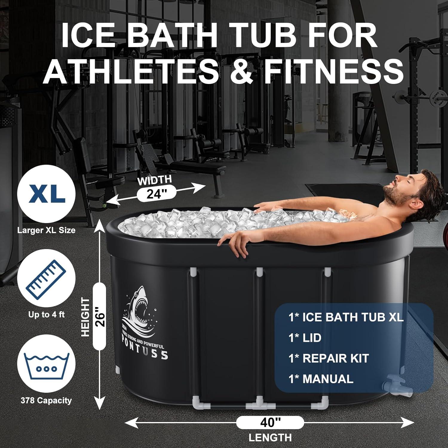 Tina de Baño de Hielo XL Pontuss 101L Plegable Negra