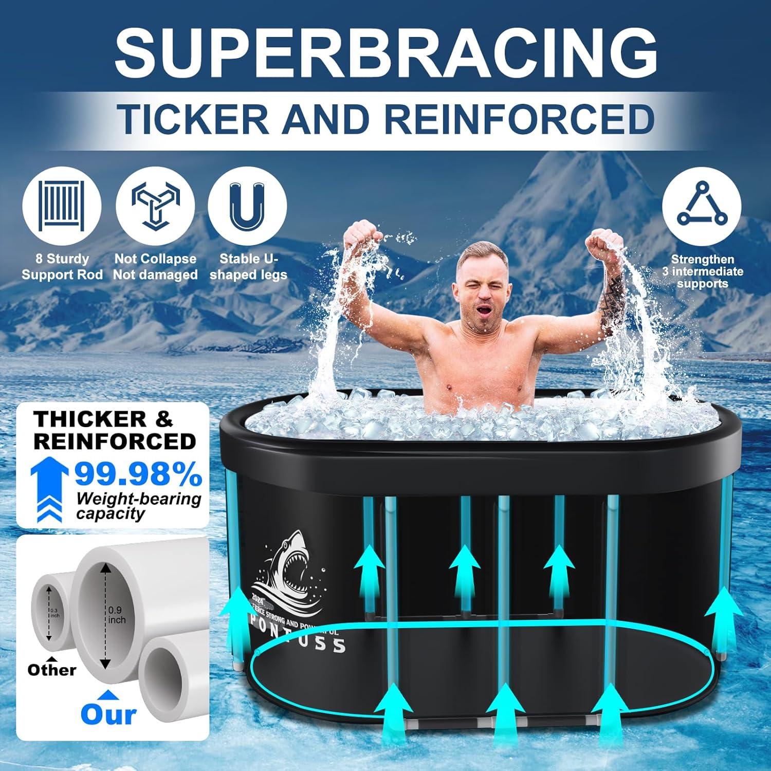 Tina de Baño de Hielo XL Pontuss 101L Plegable Negra