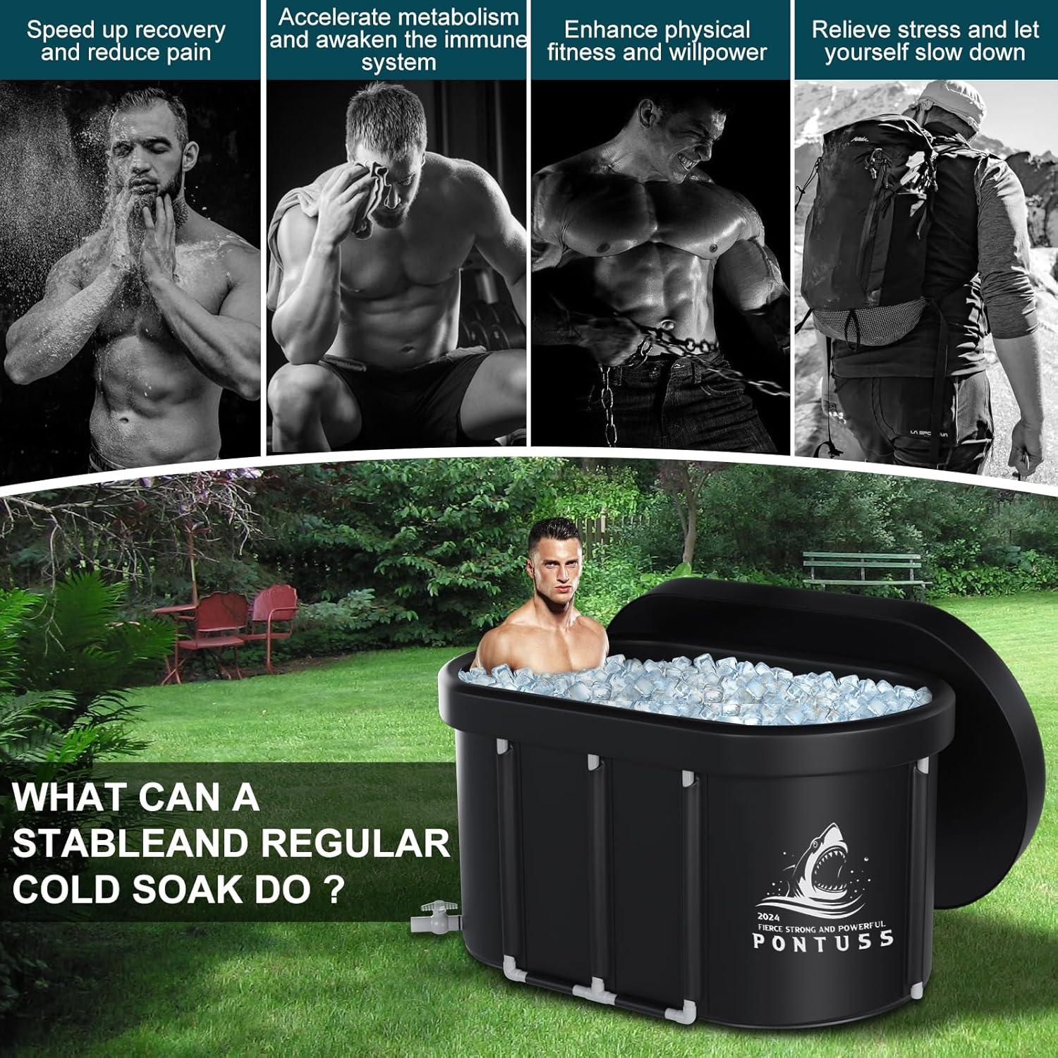 Tina de Baño de Hielo XL Pontuss 101L Plegable Negra