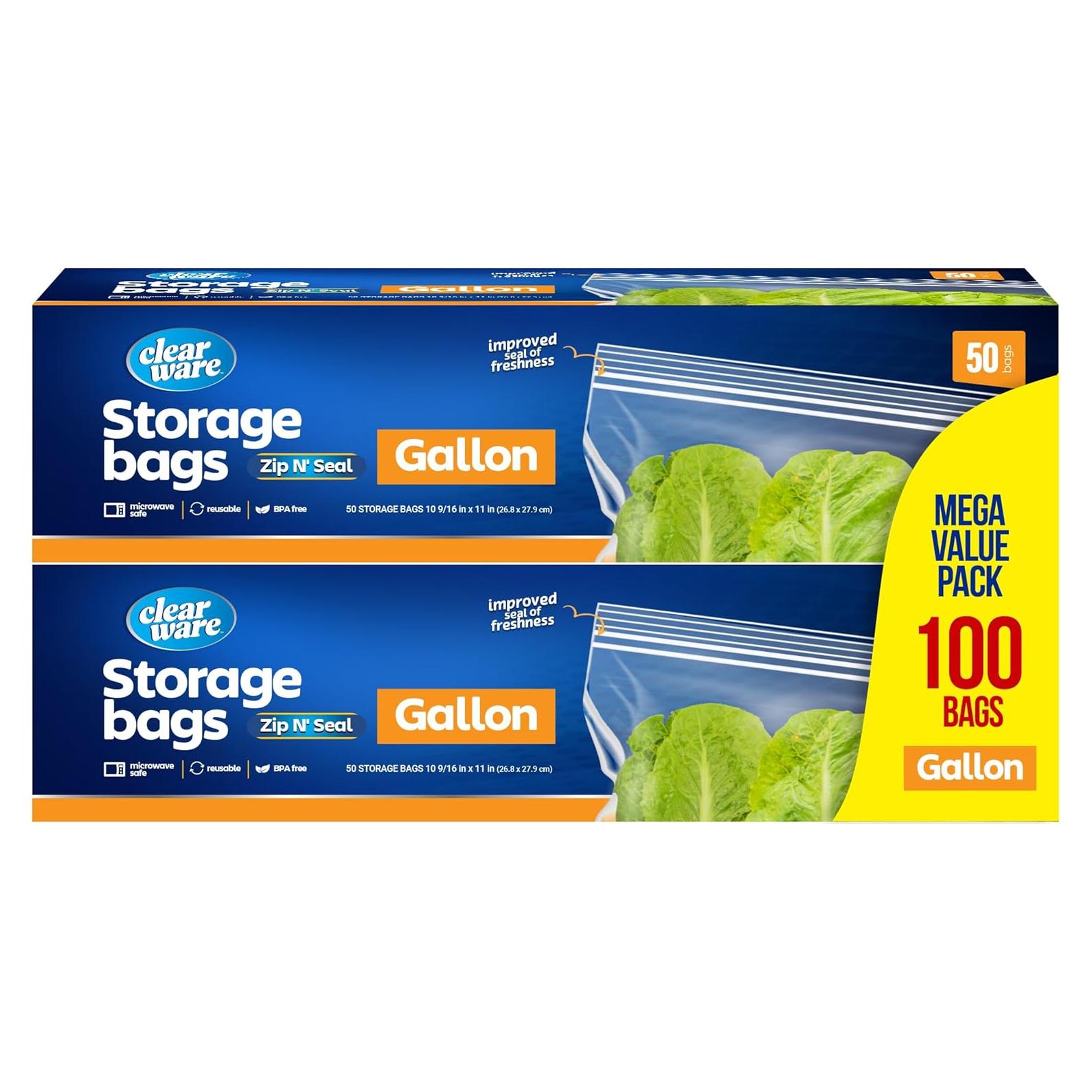 Bolsas de Almacenamiento Reutilizables CLEARWARE 100 Unidades