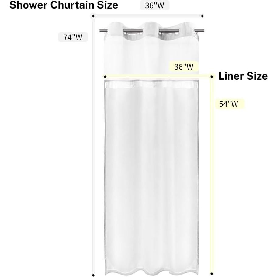 Cortina de Ducha Liner Snap River Dream 91.44x137.16 cm Blanca